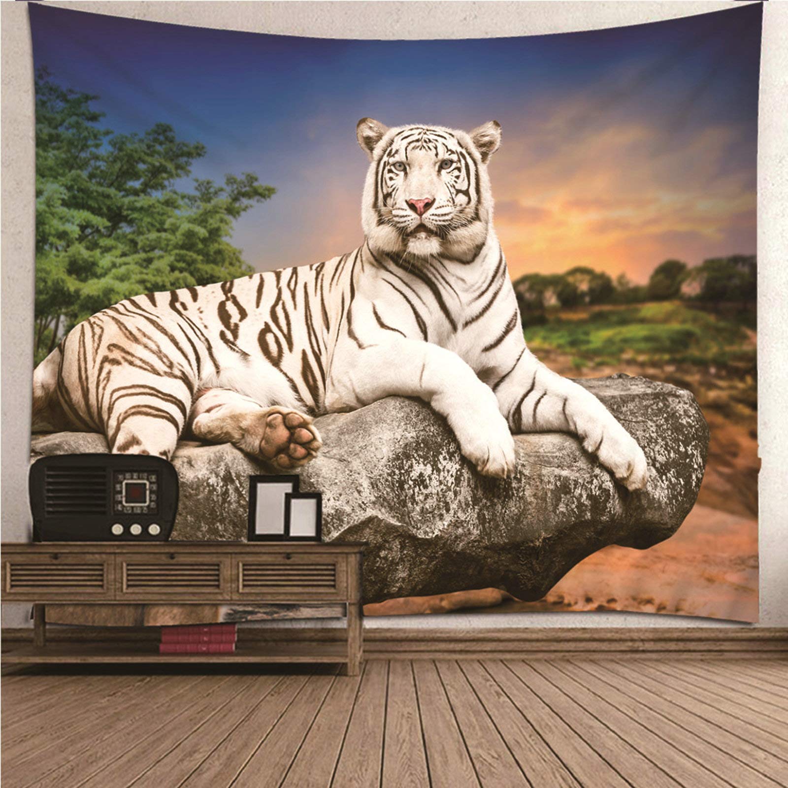 Tapiz de pared KnSam con diseño de tigre blanco para renovar la decoración del hogar