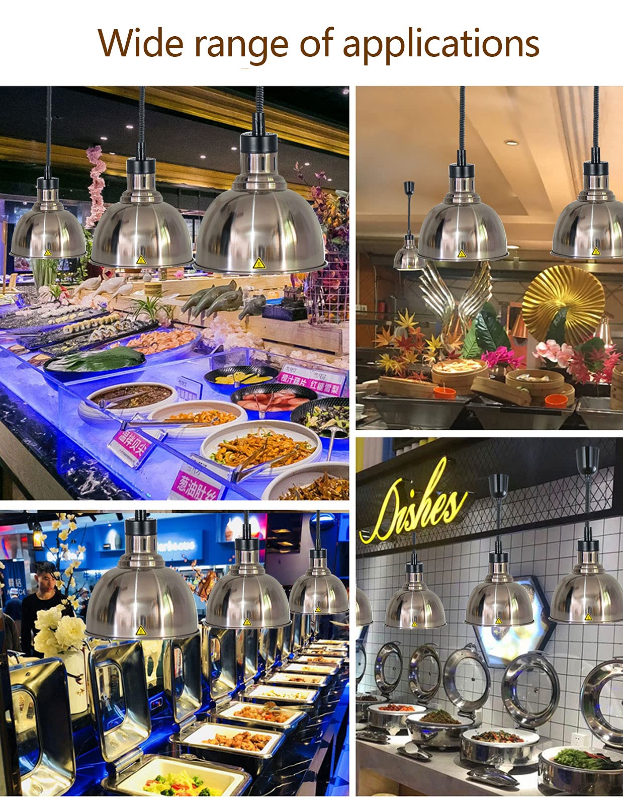 Lampada Riscaldante Del Cibo, Lampadario Cucina Sospensione Lampada Riscaldante per Bistecche Buffet Forniture per Ristoranti Dell'hotel, Scaldavivande Regolabile in Altezza 65-170cm