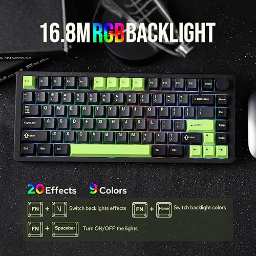 Miniatura 5 de MechLands Blade75 Teclado mecánico inalámbrico de aluminio para juegos, BT5.02.4GHzUSB-C, teclado cremoso personalizado intercambiable en caliente