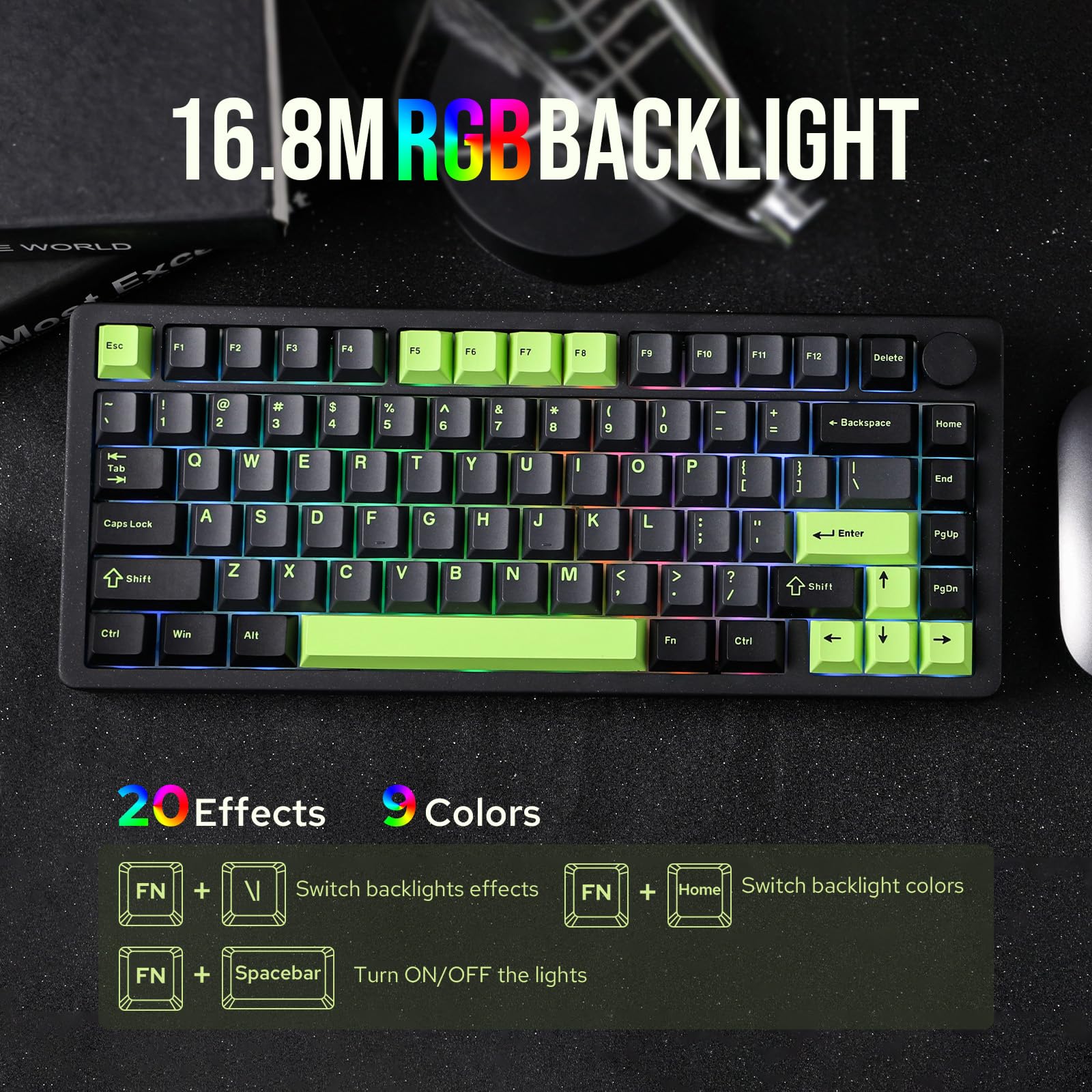 MechLands Blade75 Teclado mecánico inalámbrico de aluminio BT5.0/2.4GHz/USB-C Hot Swappable Custom Keyboard con RGB, NKRO para Win/Mac/Games/Office (negro)