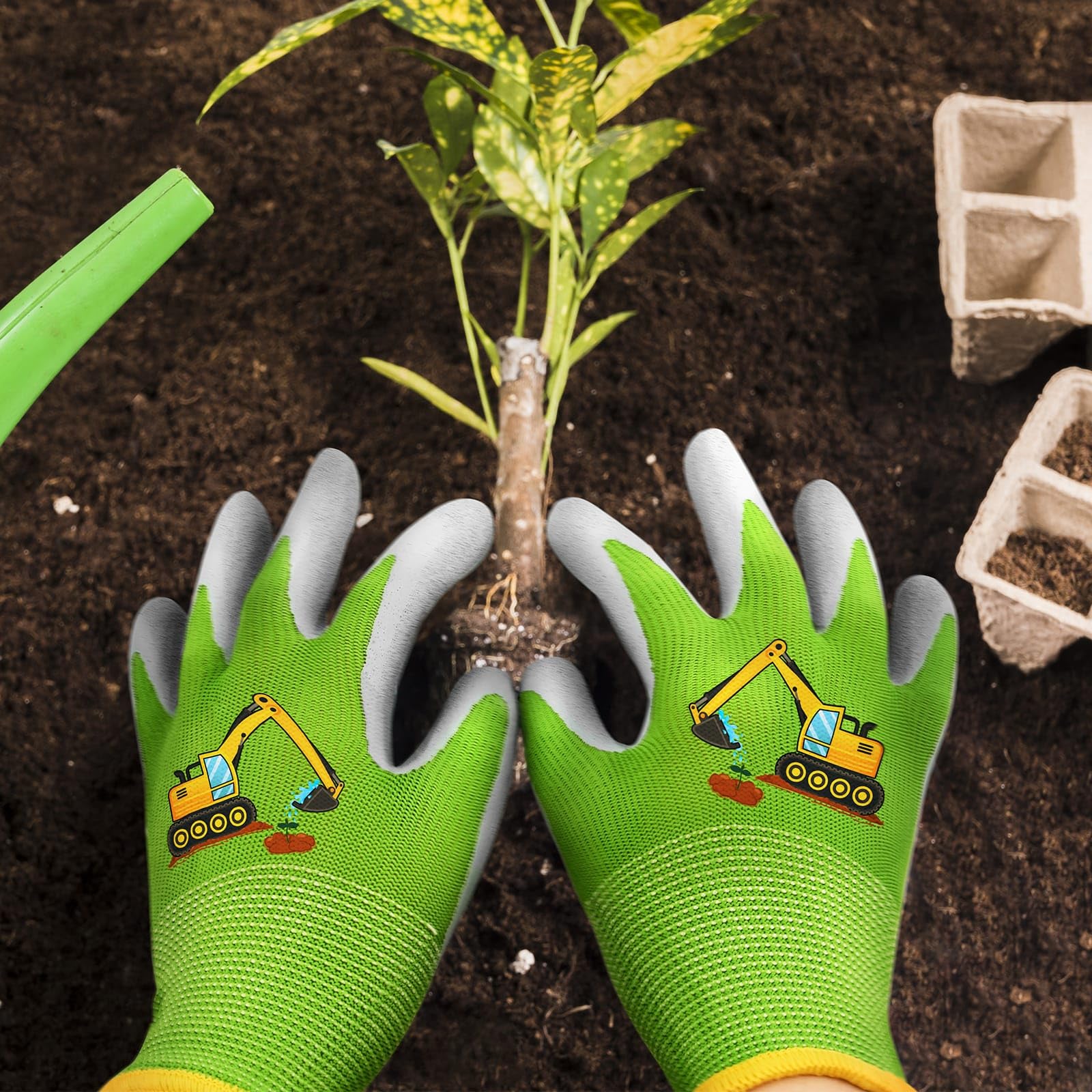 WAWSAM Kids Gardening Gloves 3 works Toddlers Rubber Coated Work Gloves Children Garden Gloves Thorn Proof Heavy Duty Gloves - Image 3