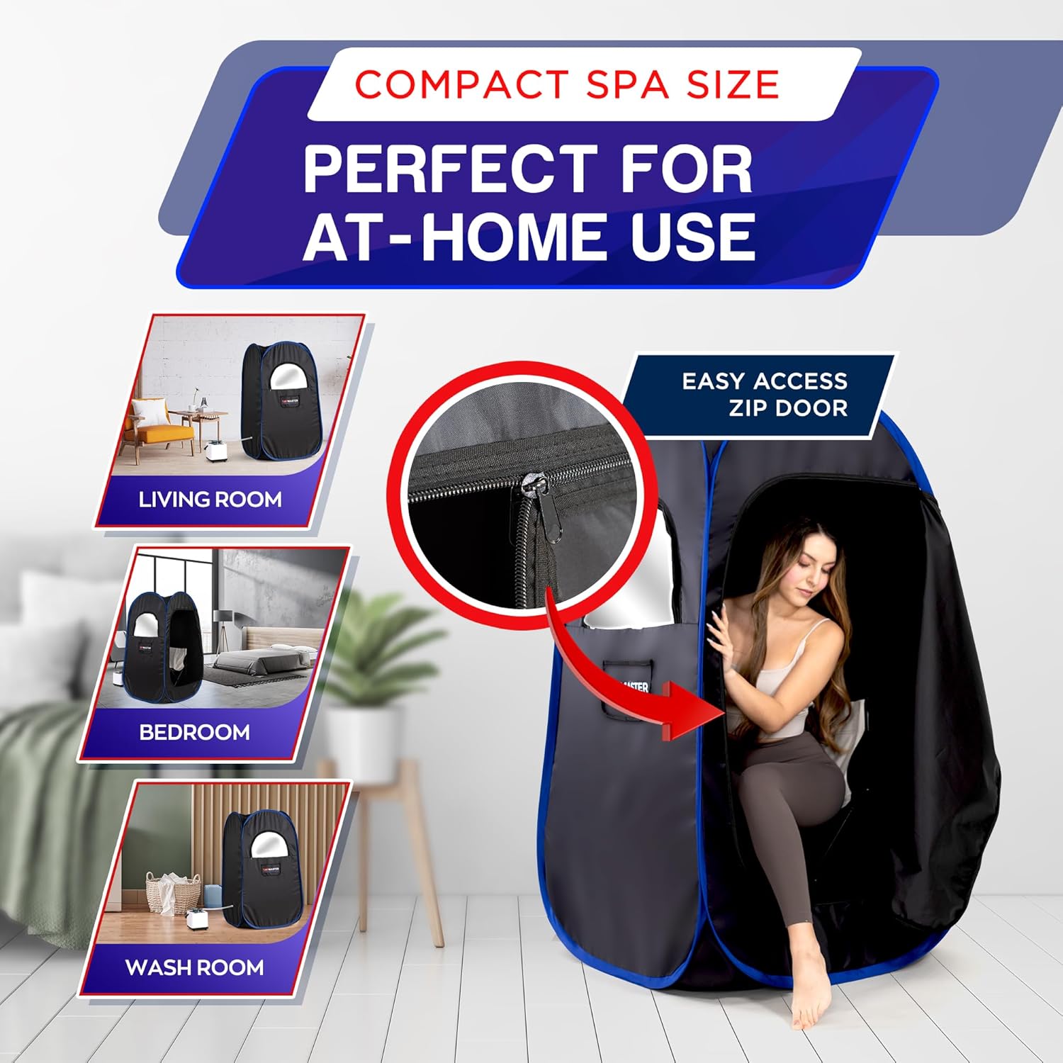 TopMaster Foldable Steam Sauna, Portable Steam Sauna for Home, Sauna Tent, Sauna Box Portable, Indoor Portable Sauna with Foldable Chair, Remote Controller - 3L 1100W Steam Generator Black