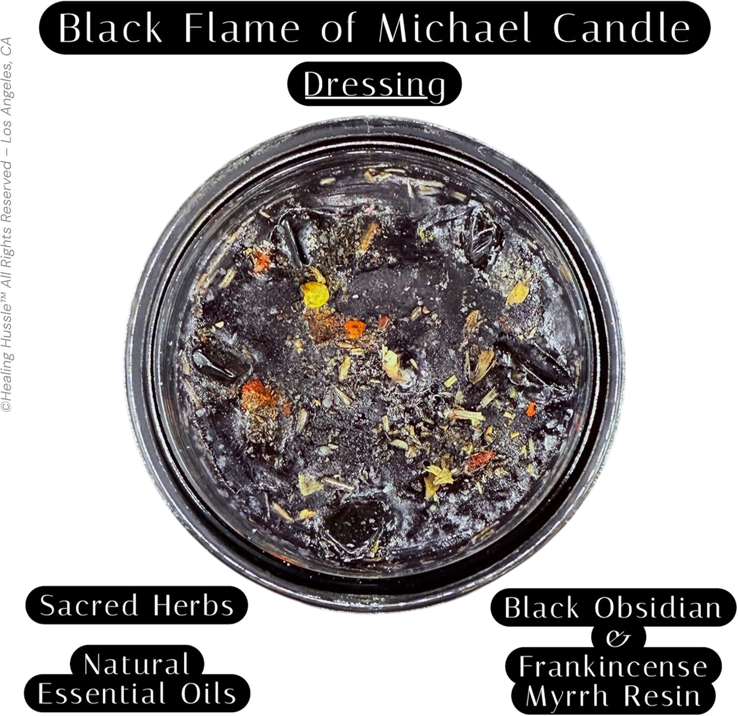 Archangel Michael Candle | Black Flame of Michael Seal of Power Candle Kit | Divine Reversal Protection | Black Obsidian Infused | Healing Hussle