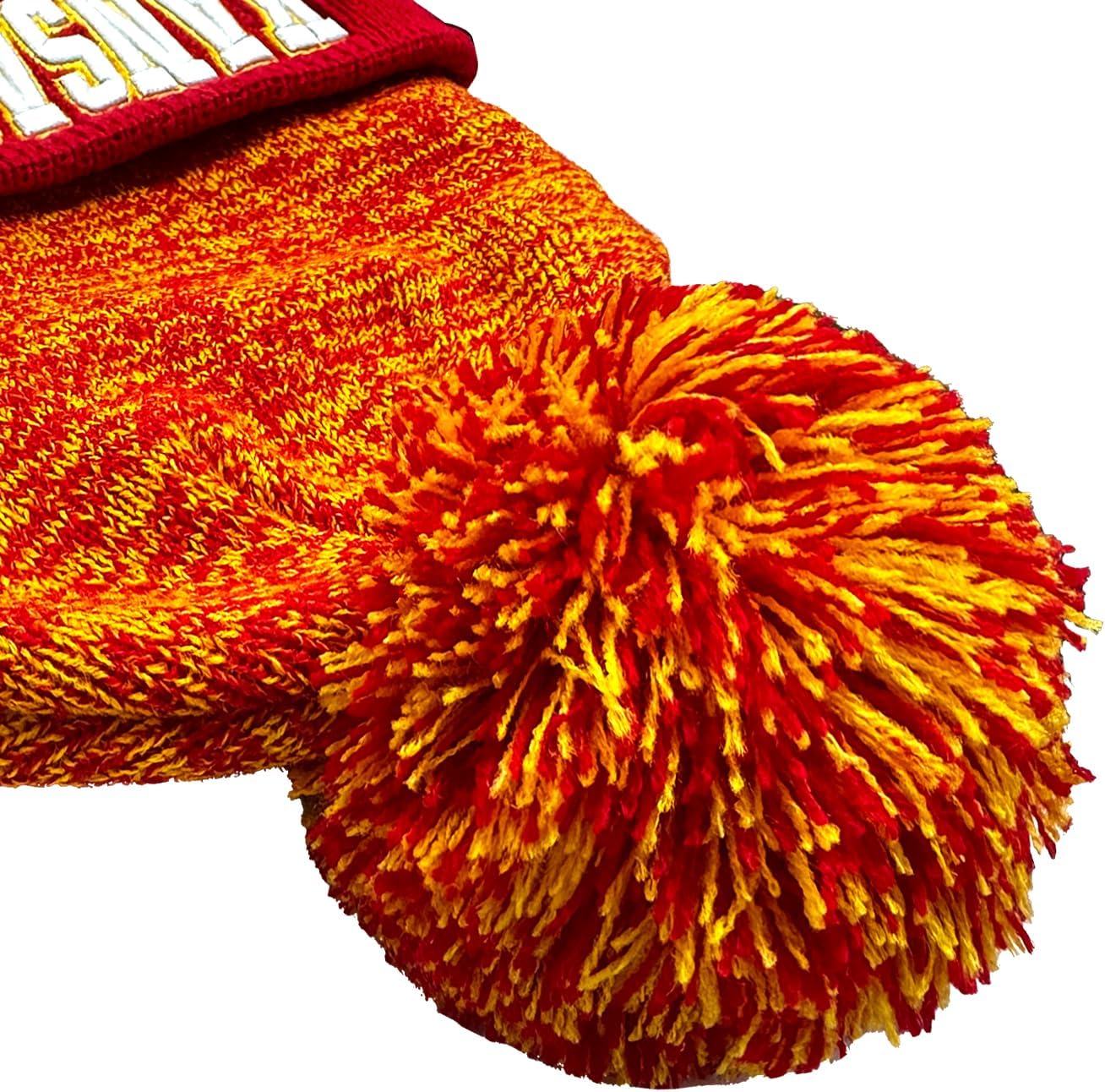 Football Beanie Hat for Men and Women Super Soft Pompom Knit Cap Winter Skullcap Toque - Image 3