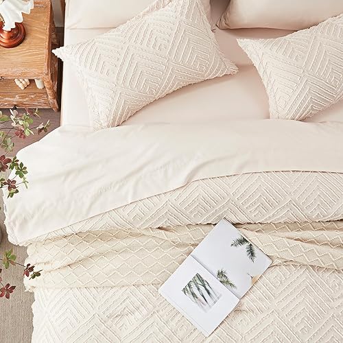 Miniatura 3 de Zzlpp Juego de edredón tamaño matrimonial de 7 piezas, cama copetuda beige en una bolsa con edredón y sábanas, juegos de ropa de cama para todas las