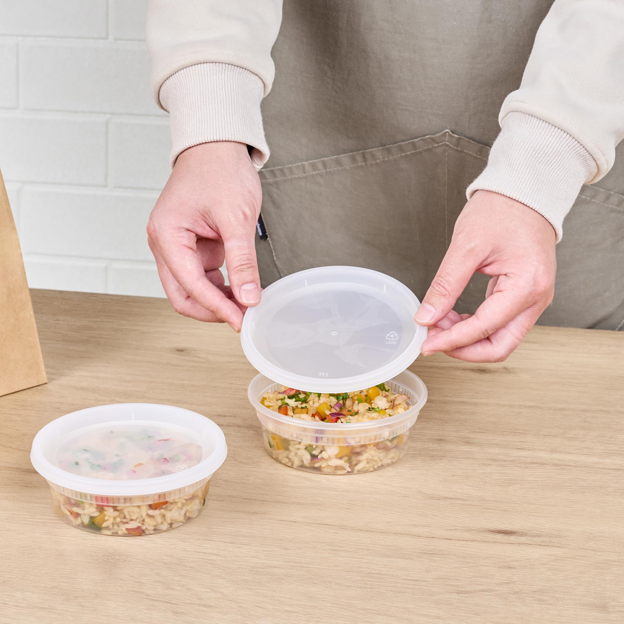 Restaurantware 339/Recipientes y tapas para sopa de sopa, 8 onzas, transparente