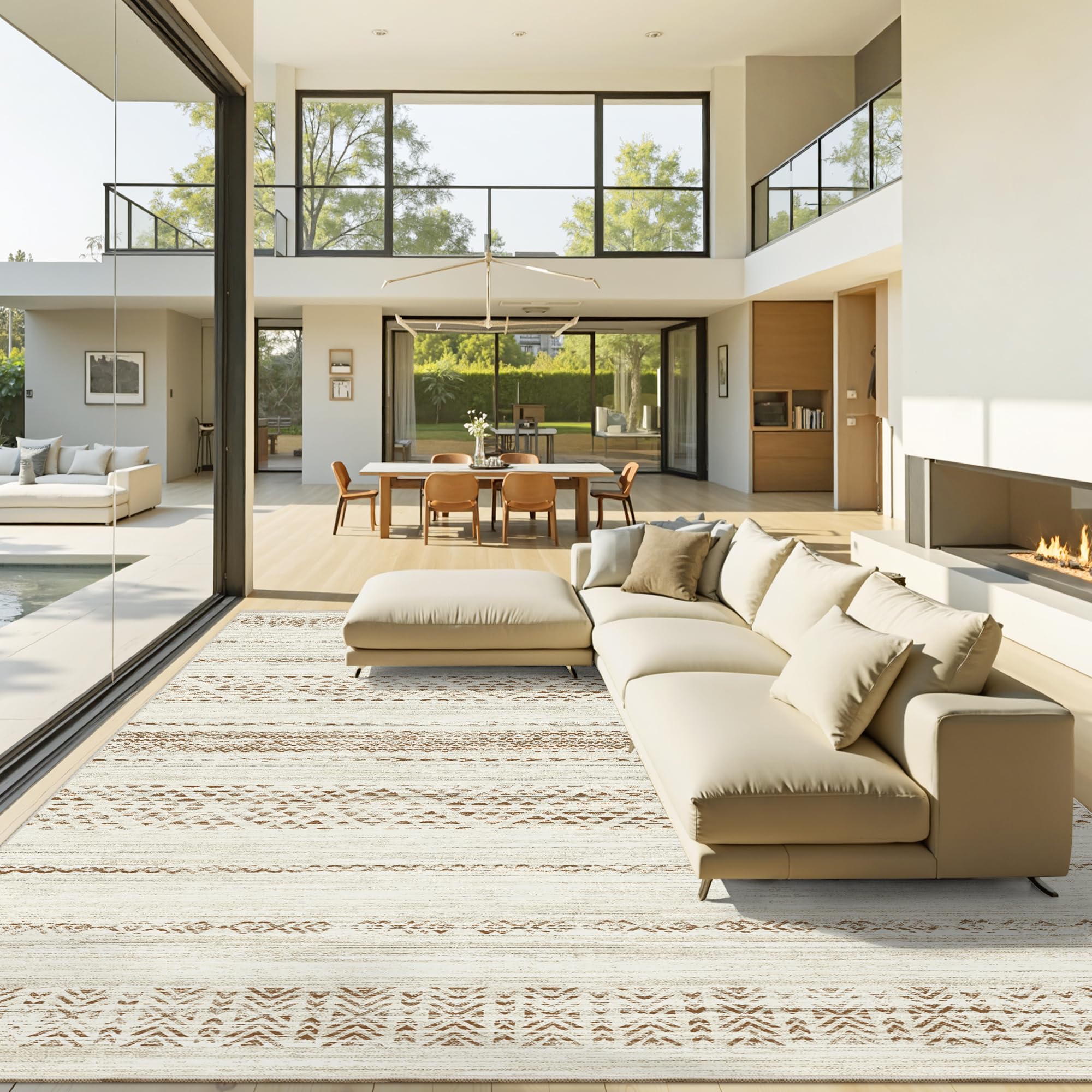 Miukiki 9x12 Area Rug for Living Room Moroccan Washable Rugs Non Slip Indoor Floor Carpet Foldable Large Soft Area Rug for Dining Room Bedroom with