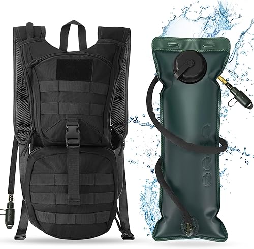 Liliful Mochila táctica de hidratación con vejiga de agua de TPU de 3 l, mochila táctica Molle para agua, paquete de hidratación para hombres y