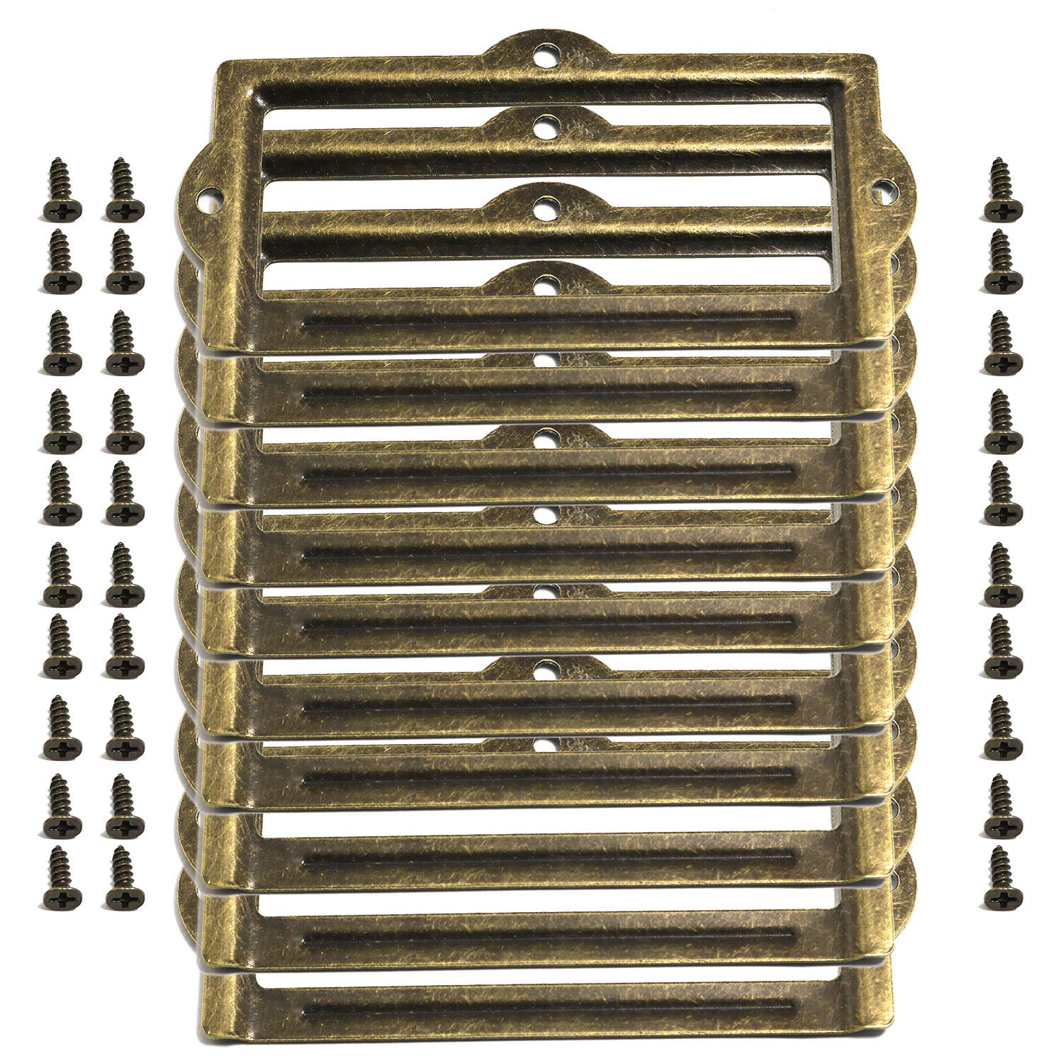 DTTRA 10PCS Antique Bronze Card Holder Drawer Pull, Label Frames Card
