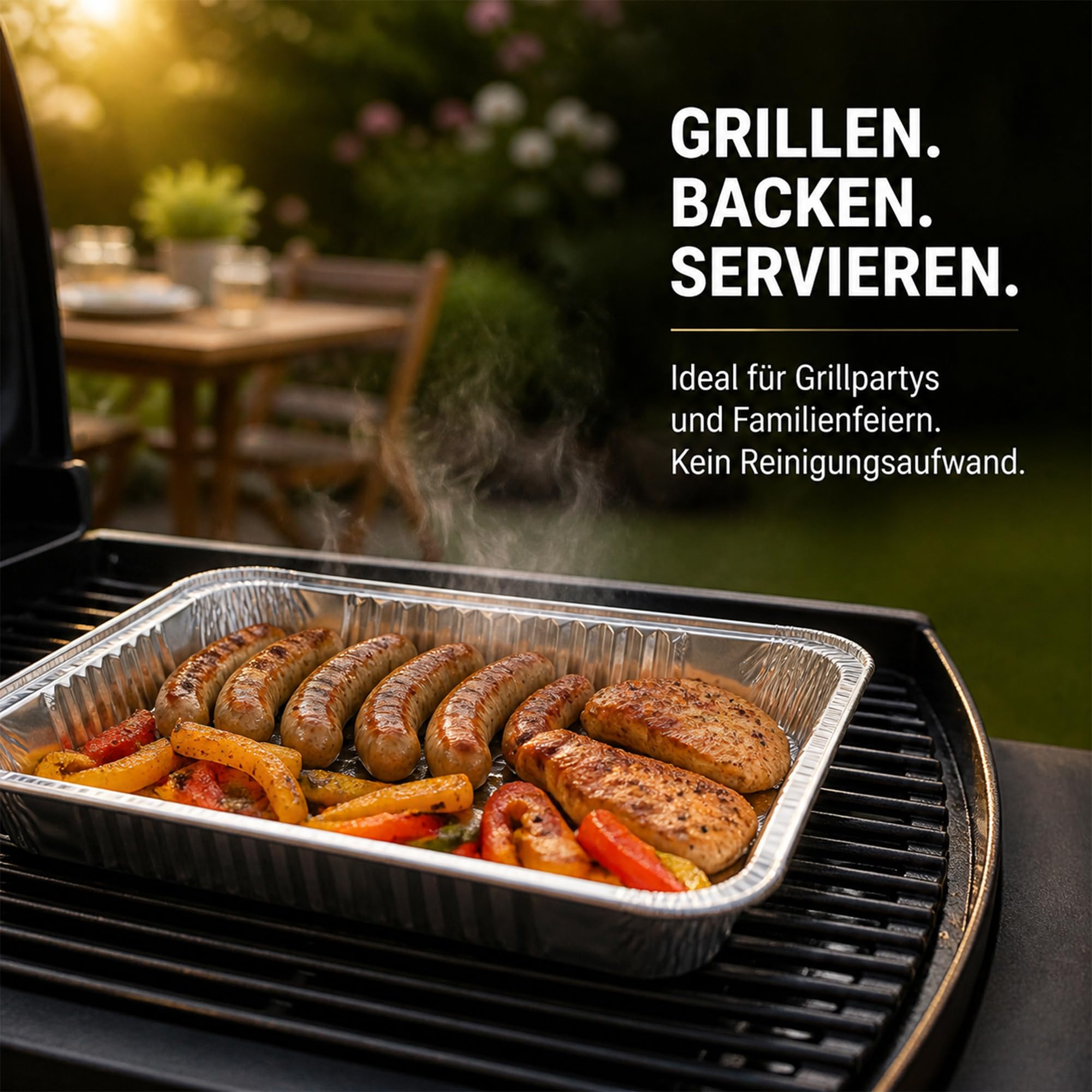 30 Stück 2200ml Aluschalen Groß, 32.5x26.2x4cm Grillschalen Aluminium Grill Tropfschale, Einweg Alu Schalen für Grill Kochen Party-Essen Servieren