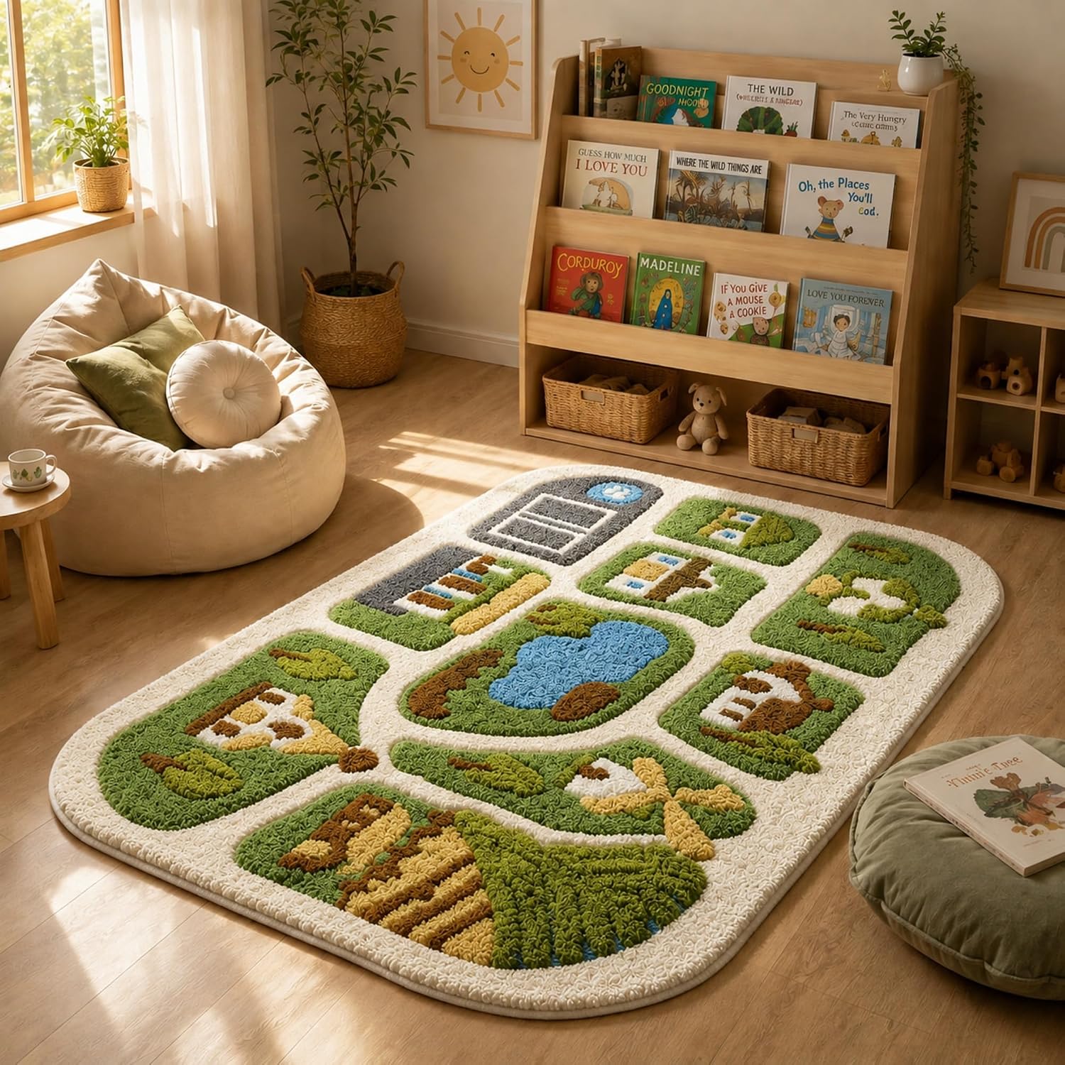 Nayoroom 3D High-Low Tufted Town Road Kids Playroom Rug, 3 x 5 ft