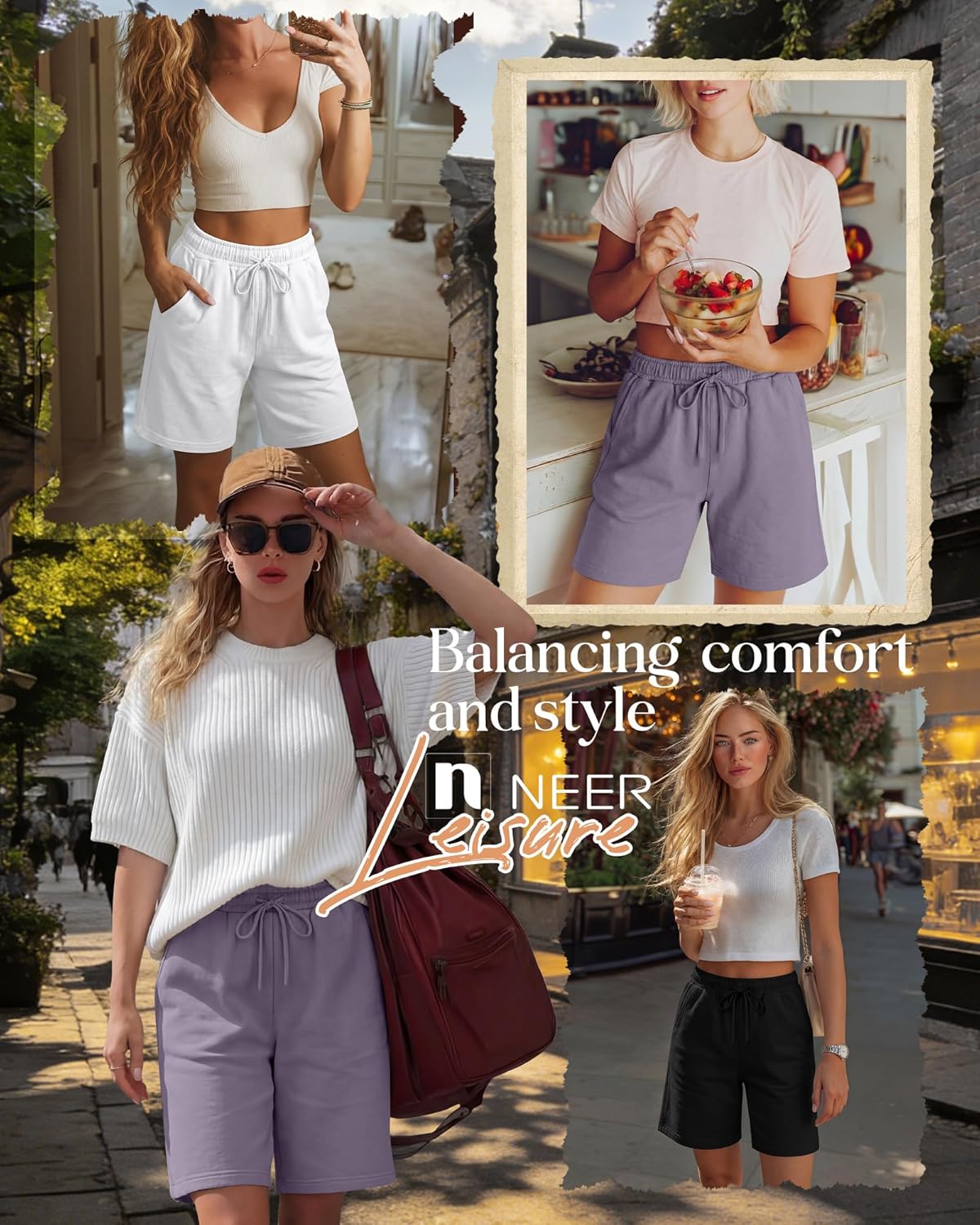 Neer 3 Pack Women's Bermuda Shorts, Jogger Yoga Sweat Walking Short Running Knee Length Sport Drawstring Shorts with Pockets