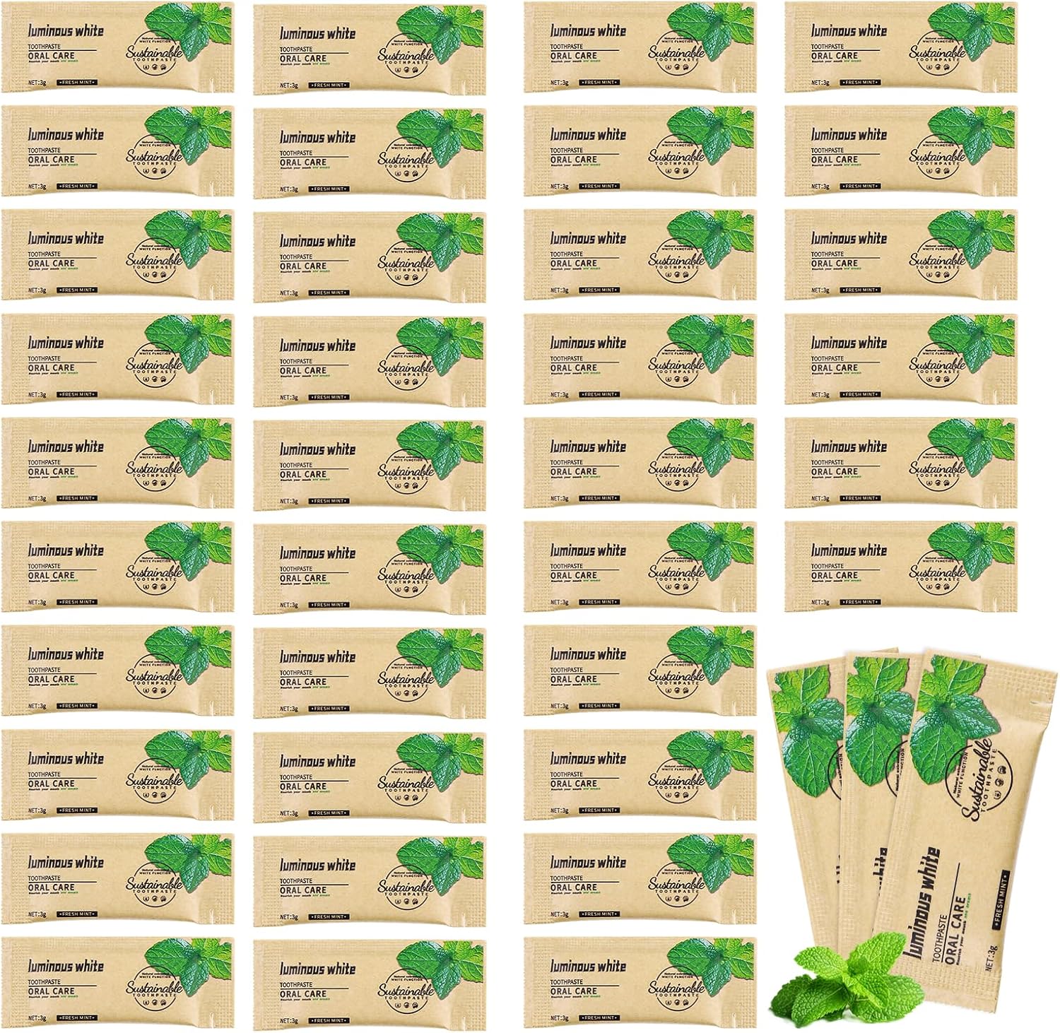 200 Pack Too Small Bulk Travel Size Toothpaste, 0.105 oz Extra Small Mint Mini Disposable Toothpaste for Hotel, Guests, Homeless, Charity