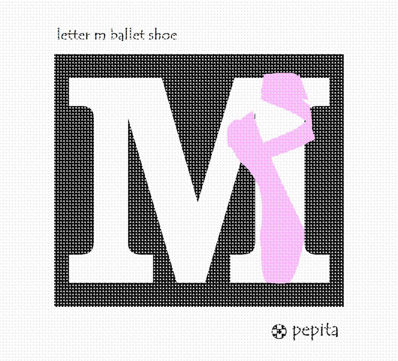 Pepita Needlepoint Canvas: Letter M Ballet Shoe, 8
