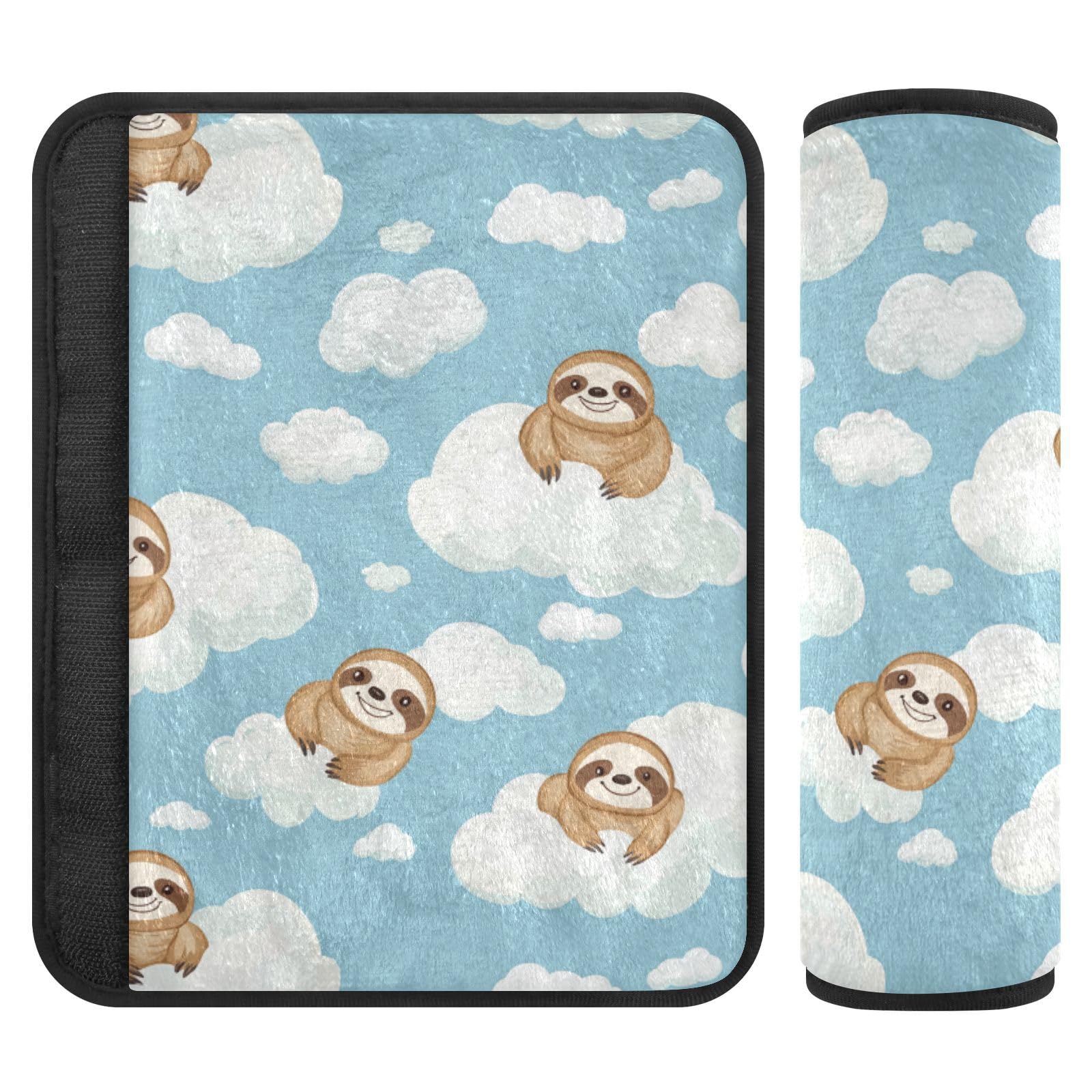 Seat Belt Covers 2 Pack Cute Sloth Car Seat Strap Covers Super Soft Clouds Car Seat Neck Cover for Boys Girls Adults Babies S