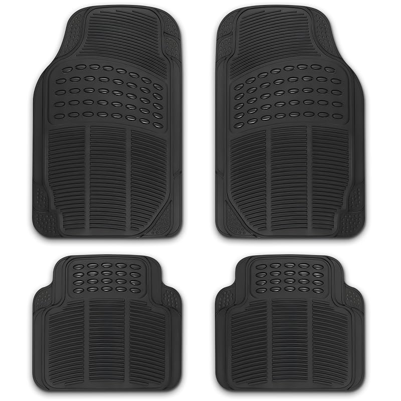 Tapetes Automotivos de Borracha NASCAR Pretos, Ajustáveis e Laváveis, para Carros, Caminhões e SUVs, Kit com 4 Peças