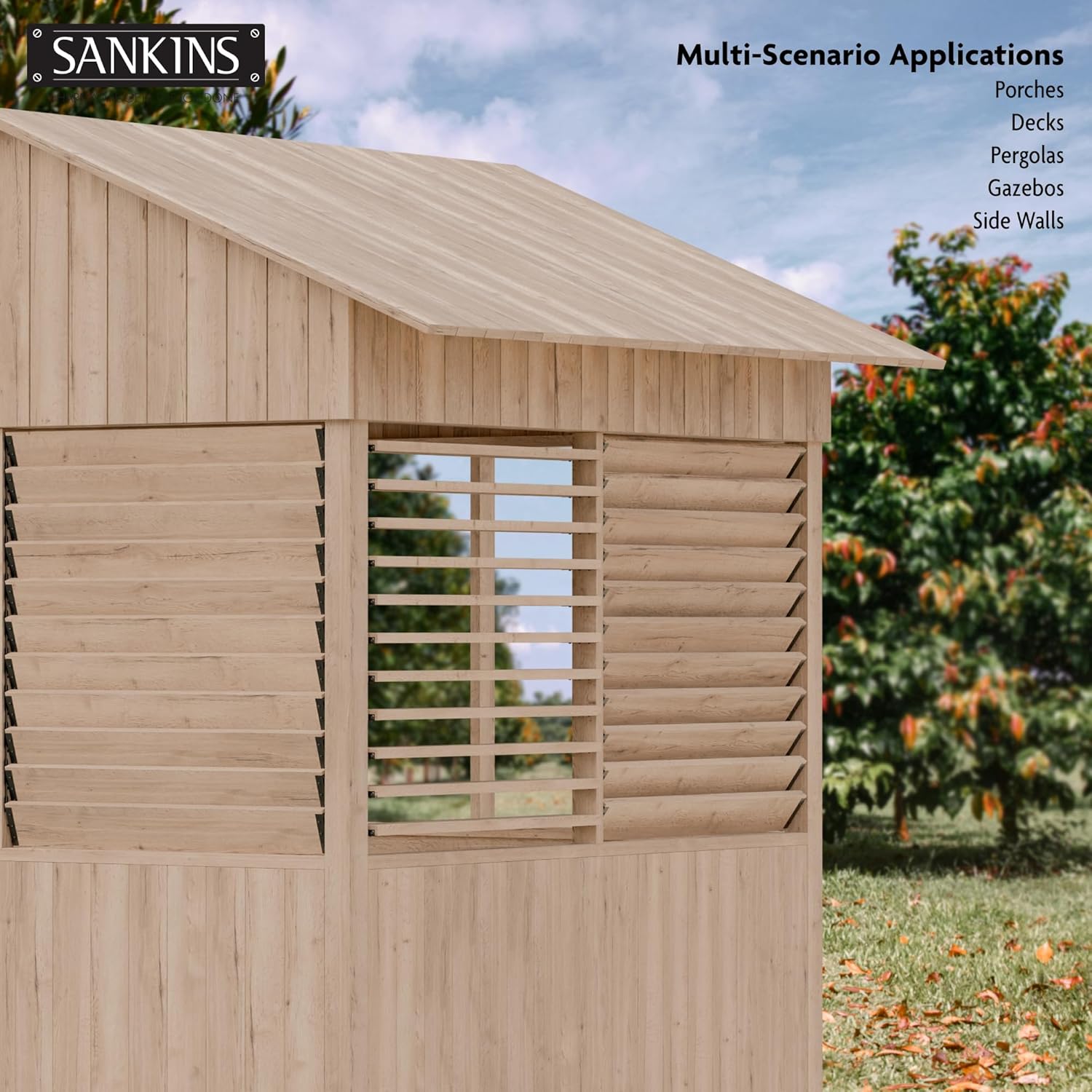 Deck Sunblind System Window Louver Kit, Louver Pergola Kits Pergola Brackets, Heavy-Duty Louver Kit for Blinds and Shutters, Louver Shutters Hardware Kit Up to 11 Boards (49'')