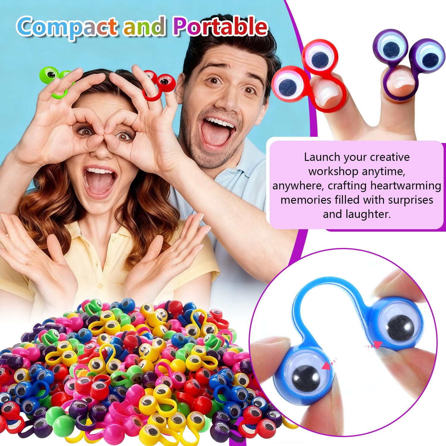 90 Marionetas de Dedo Ojos Marionetas de Mano Colores Finger Puppets Educativos para Creativas Interactivas Representaciones Teatrales Regalo para Cumpleaños y Fiestas de Halloween - 5