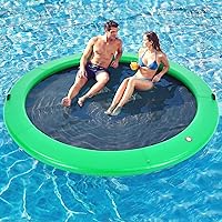 Vista 20 de Round Inflatable Floating Dock, Sunchill Float Ring, Hammock Tanning Pool with Woven Fabric, Manual Pump for 1-2 Min Quick Inflate/Deflate, Fits