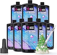 Vista 1 de LET'S RESIN Resina UV, 2,000g 250ml 8Pcs Kit de Resina UV de Curación Rápida Cristal Transparente a Granel, Baja Contracción Sin Tacto Resina Epoxi