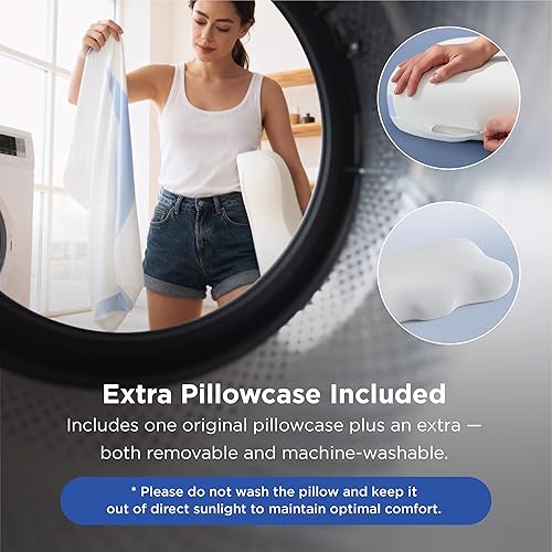 Miniatura 7 de Bedsure Almohada cervical para el cuello  Almohadas ergonómicas para sueño profundo, almohadas de espuma viscoelástica para dormir de lado y de