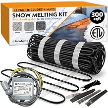 Large Area Heated Driveway System - 300 Sqft, 2x30 Amps, 240V, 37 Watts per Sqft Heated Snow Melting Mats Outdoor Driveway Heater for Snow Melting Mats Walkway, Auto Moisture &amp; Temperature Activator