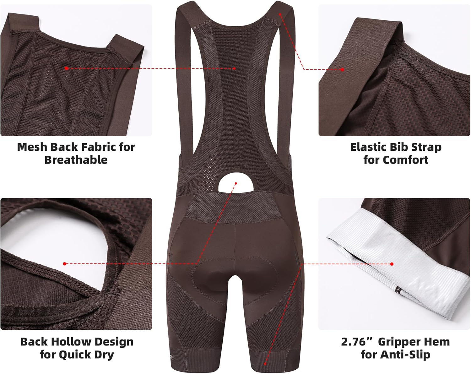 Cycling Bib Shorts for Men - Road Bike Bicycle Breathable Padded Riding Tights - Image 6