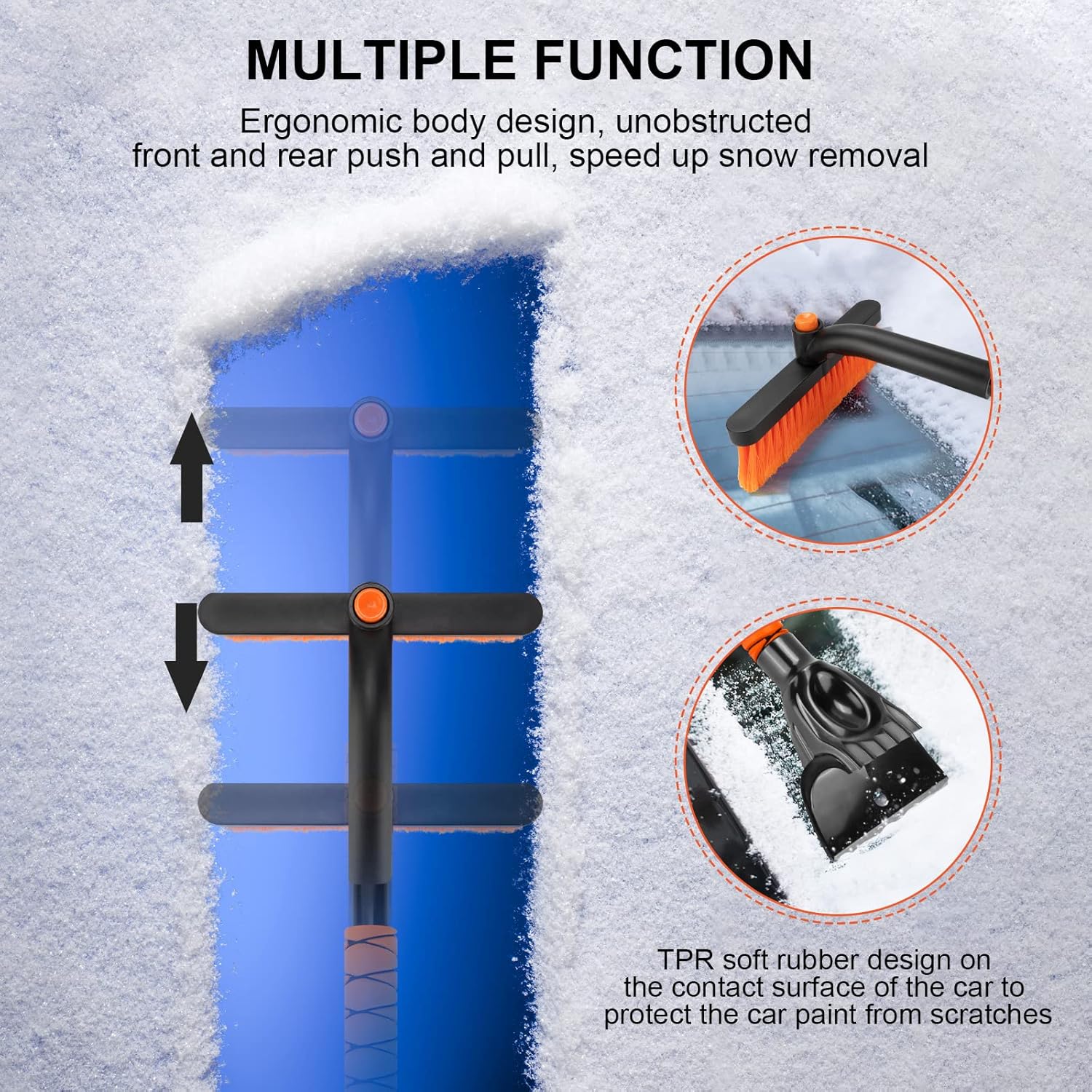 review Qoosea Snow Brush and Ice Scraper for Car 22” Windshield Snow Brush with Car Wash Gloves and Soft Bristle Head Brush 360° Degree Rotation Degree Rotation for Car or Truck SUV