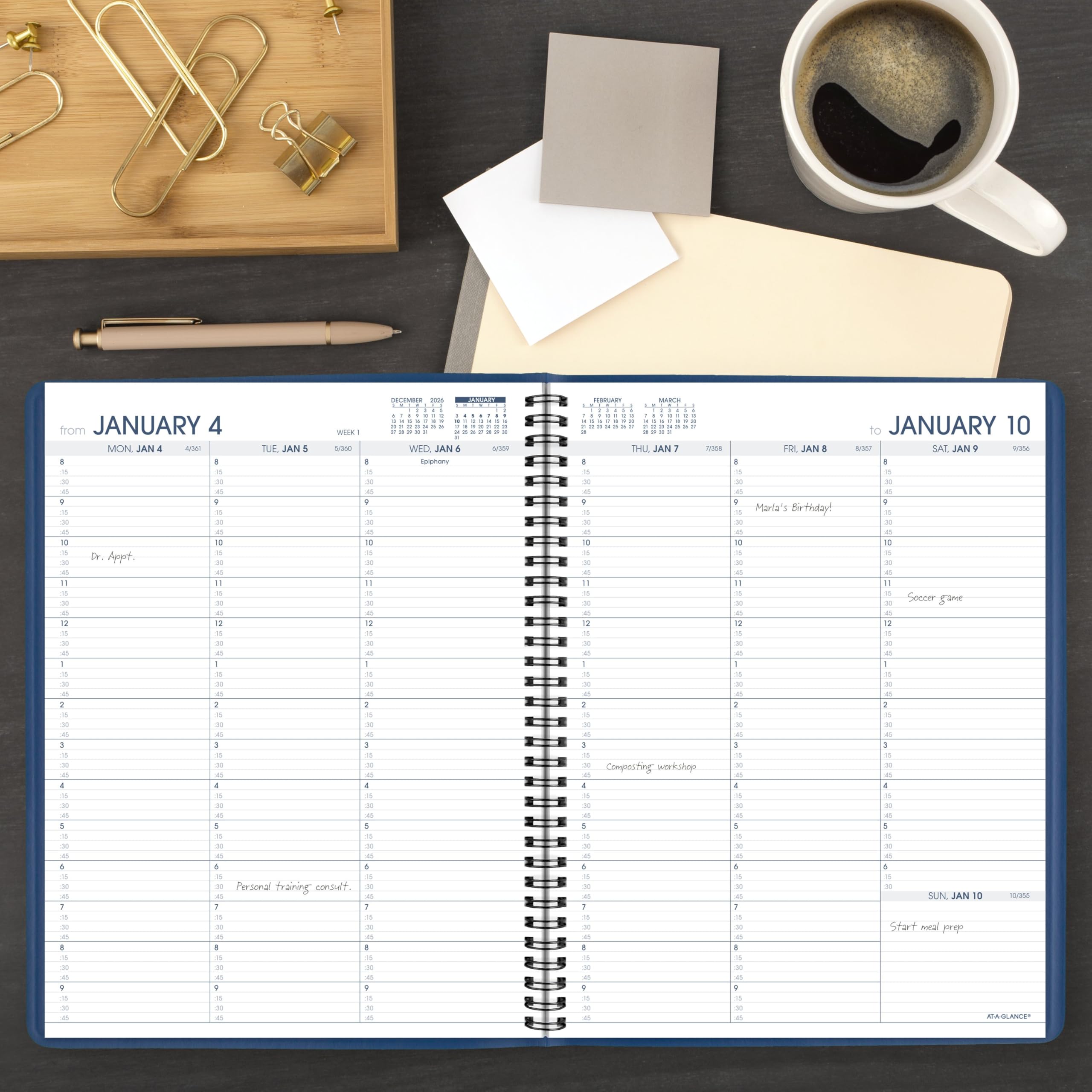 AT-A-GLANCE Terminkalender 2027, Wochenplaner, 21 x 27,9 cm, Blau (709402027)