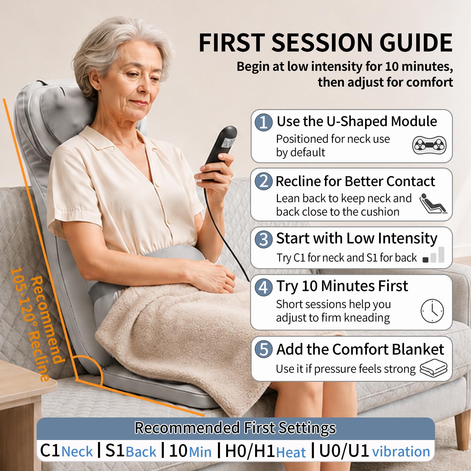 Shiatsu-Massagekissen für Nacken und Rücken mit Wärme:Kneten und Vibrieren 4D zur Muskelentlastung, Doppelhalsdesign, Einstellbare Intensität und Höhe für Büro und Zuhause, gr
