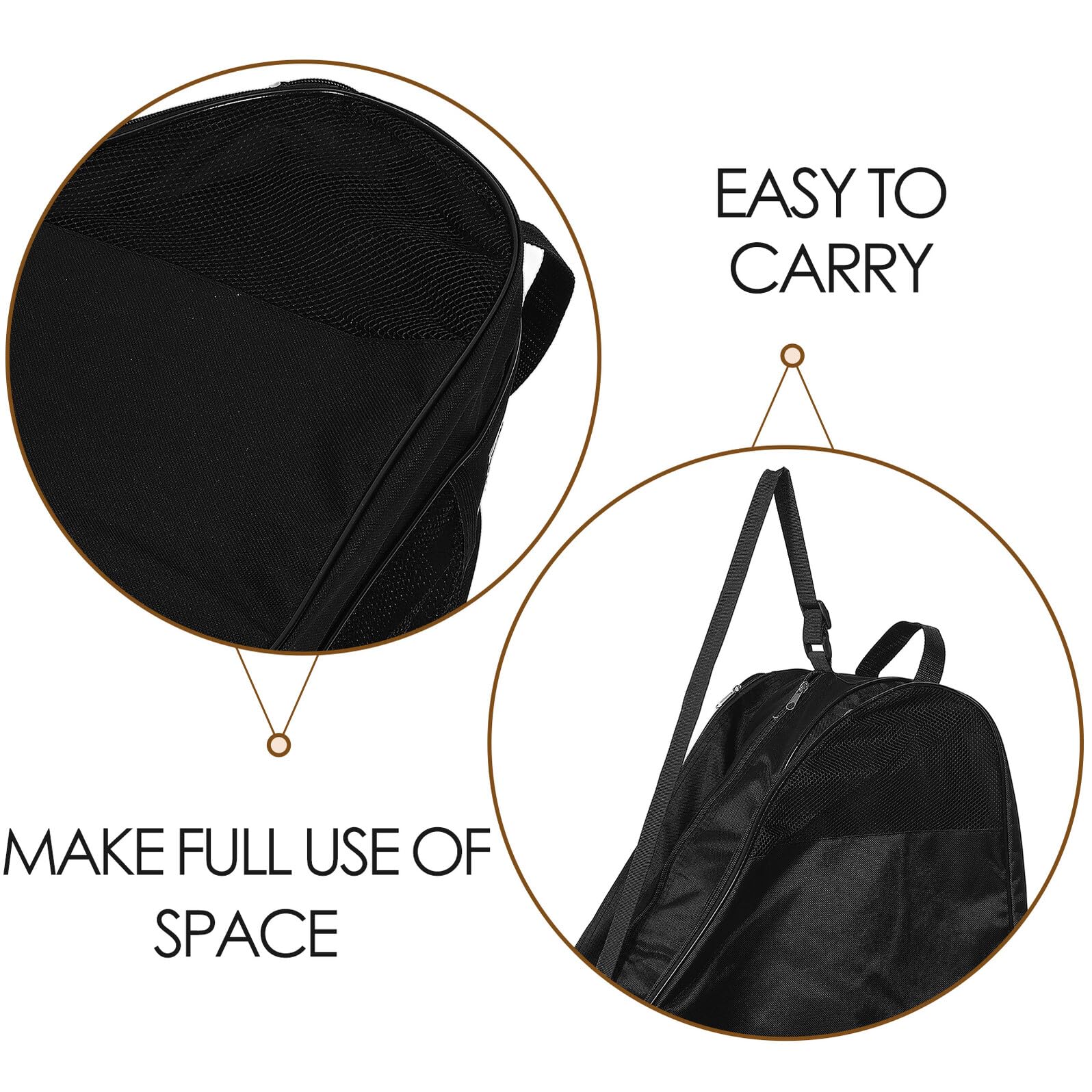 Hohopeti Borsa Pattini Rotelle Grande Capacità con Multi Scomparti Zaino e Tracolla Ergonomica Portapattini Versatile per Pattinaggio Artistico e Roller Nero Mesh Traspirante