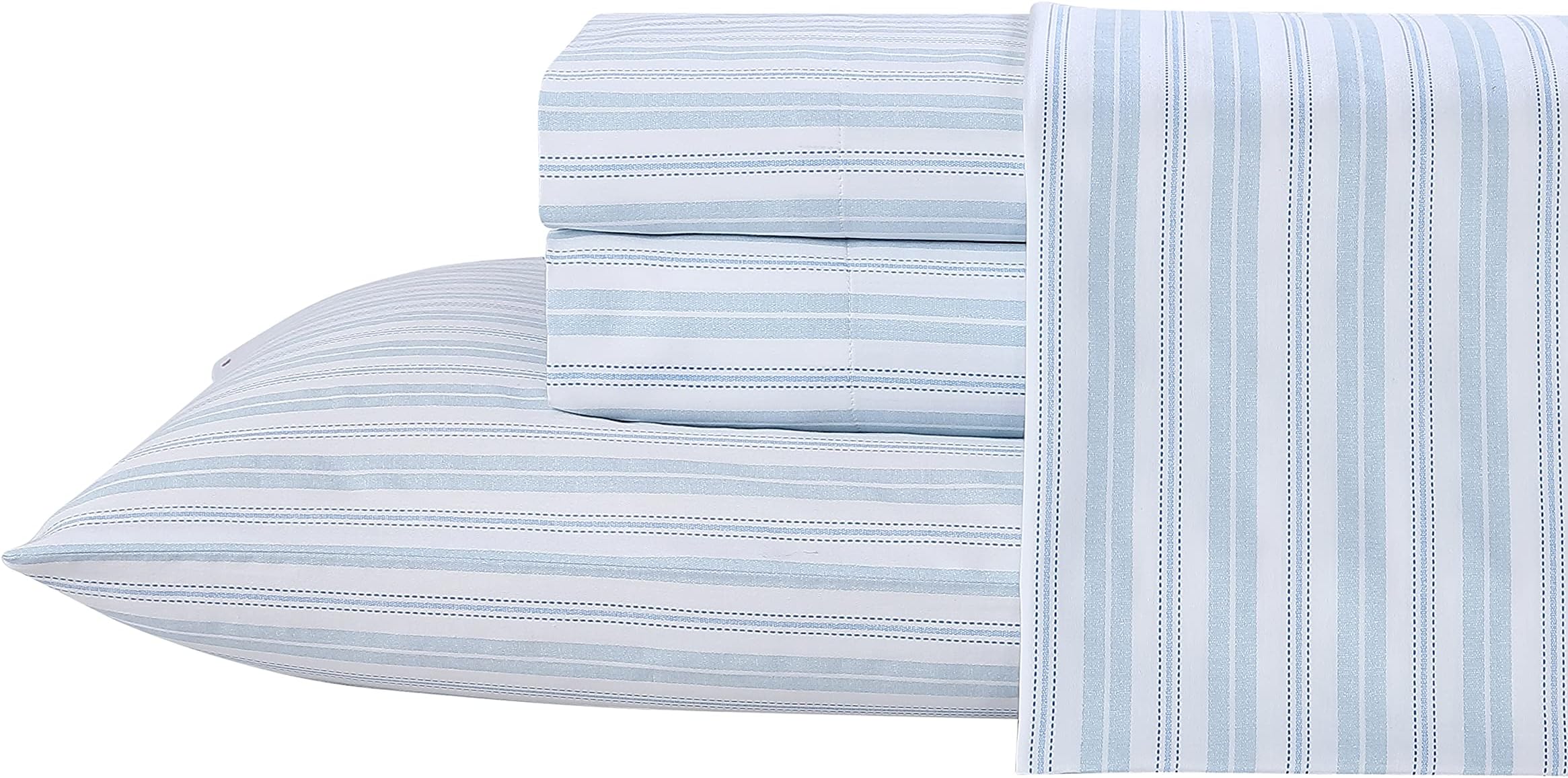 Queen Sheets, Soft Sateen Cotton Bedding Set - Sleek, Smooth, & Breathable Home Decor (Fern Blue, Queen)