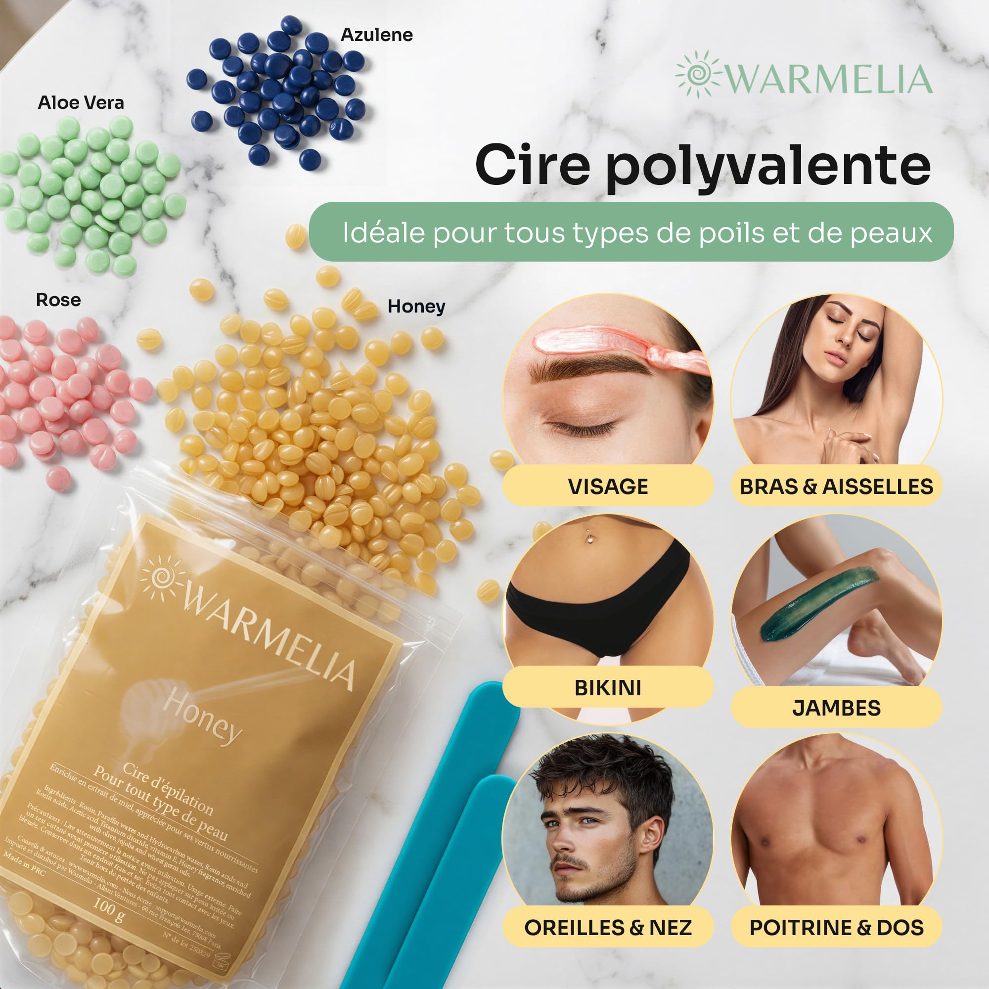 Kit Chauffe-Cire Épilation 2-en-1 avec Mini Chauffe-Cire Visage