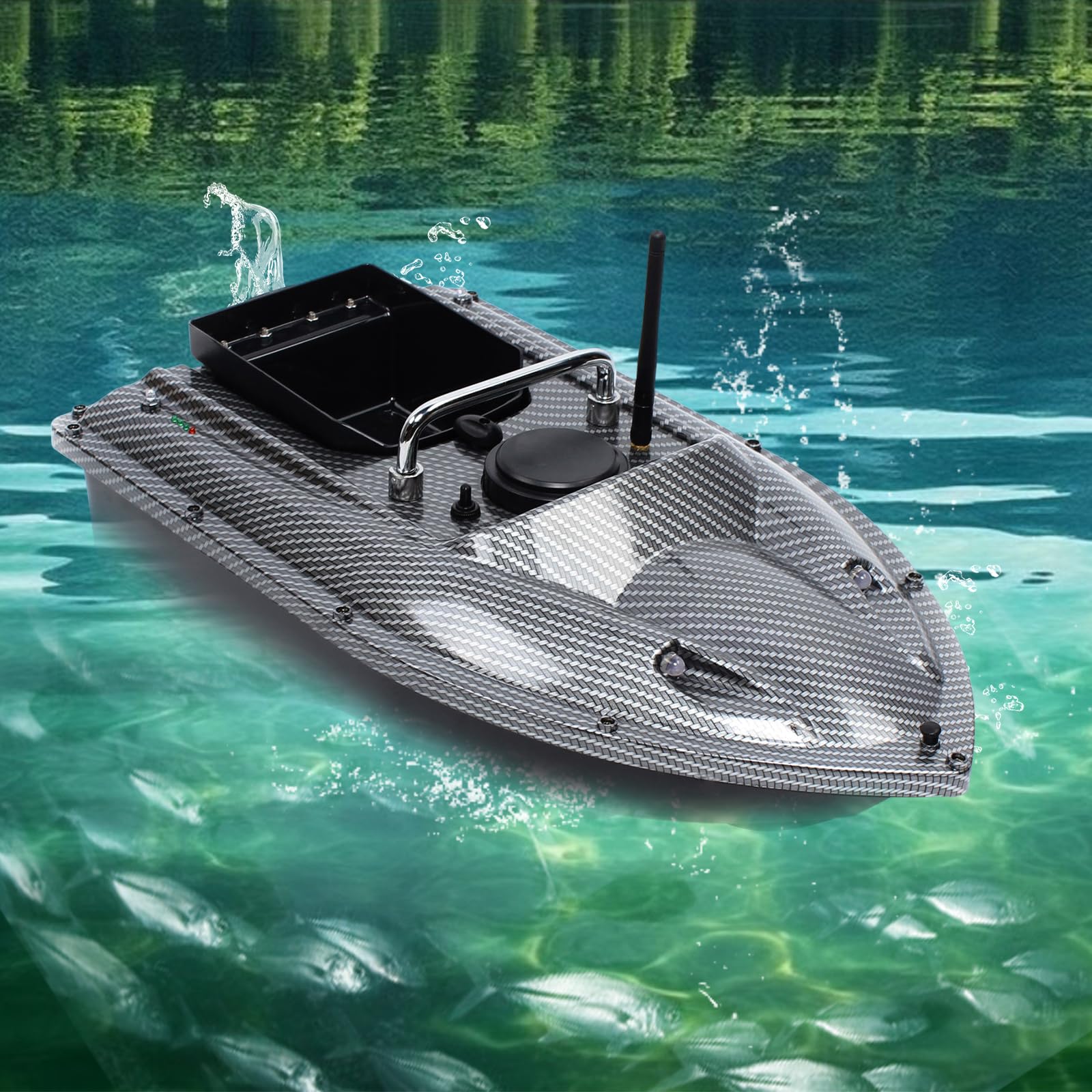 Esca per pesce, barca a batteria, con luce notturna a LED, 500 m