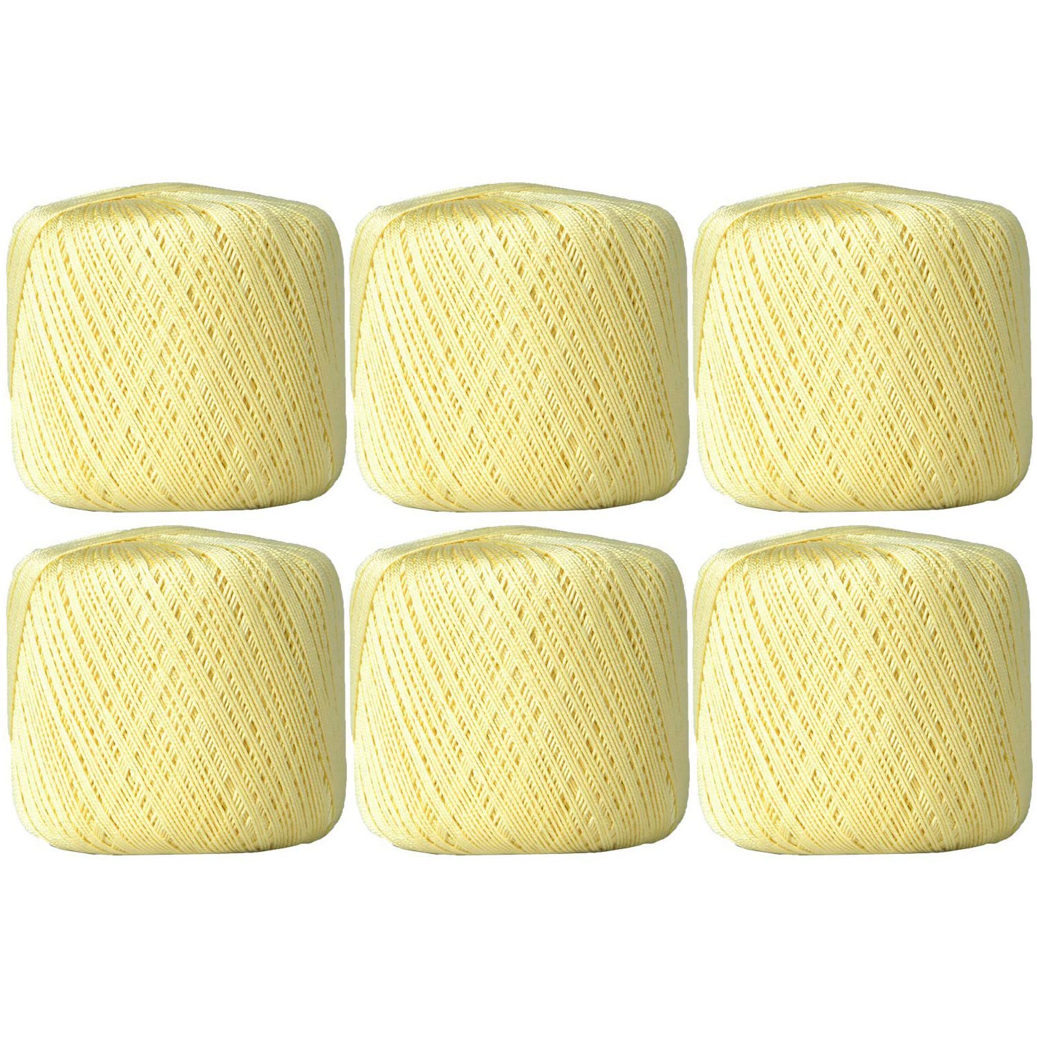 ThreadArt 100% Cotton Crochet Thread Size 10, 6 Ball Pack, Lemonade 6