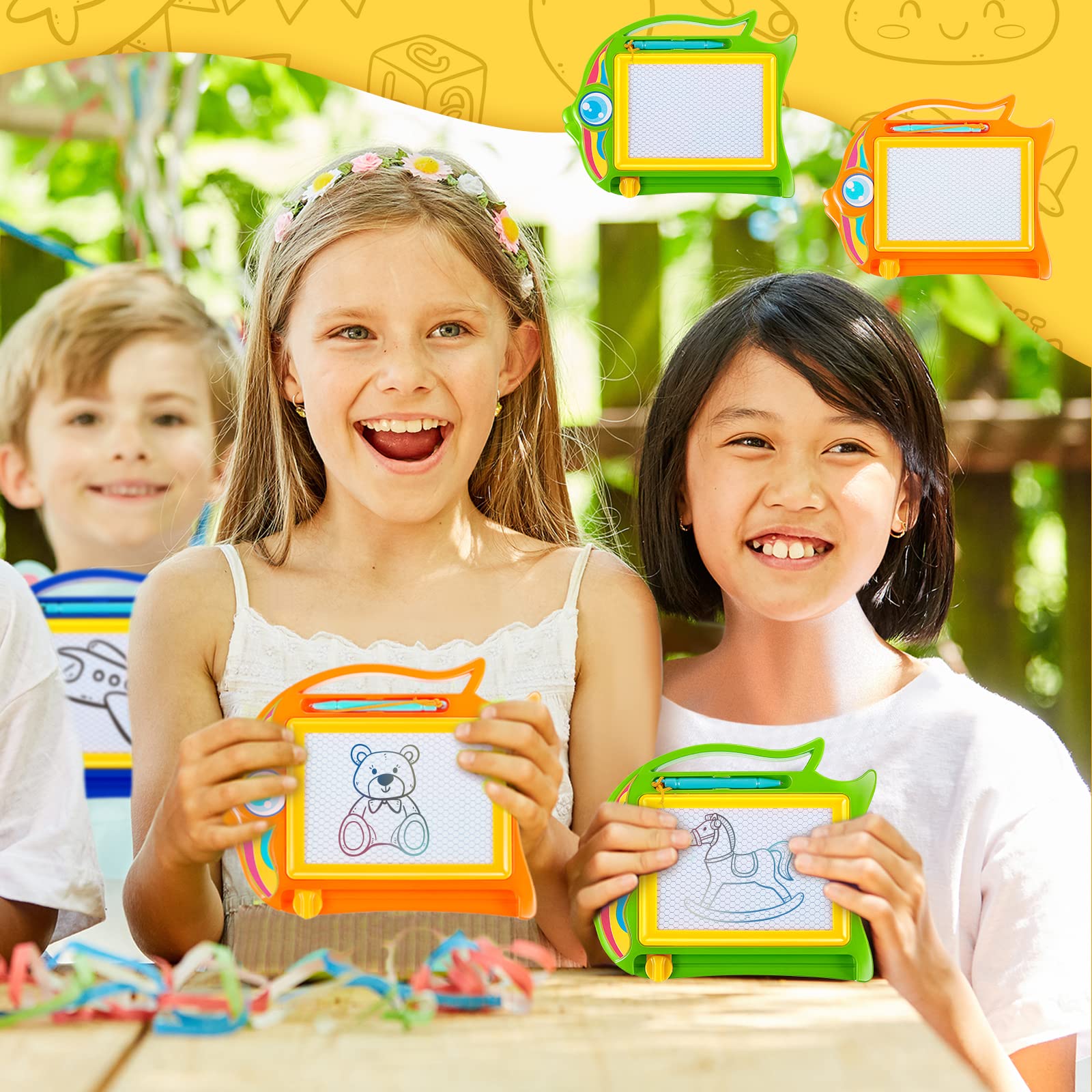 24 piezas de mini tablero magnético de dibujo para niños, tablero de garabatos borrable, bloc de escritura de bocetos colorido para recompensas de aula, premios, regalos de fiesta de cumpleaños 4