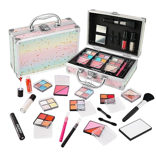 Kit de maquillaje para adolescentes y mujeres, kit completo de maquillaje todo en uno con el pequeño estuche de tren para cosméticos, kit de