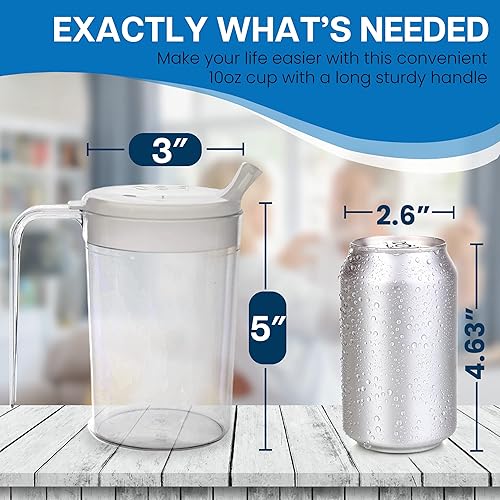 Miniatura 2 de Independence - Taza de plástico de 10 onzas con 1 asa con 2 tapas de estilo, taza ligera con asas fáciles de agarrar para bebidas calientes y frías,