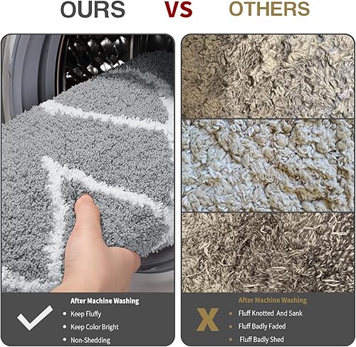 Miniatura 7 de Yimobra Alfombras de baño lujosas y esponjosas, súper elásticas, suaves y gruesas, antideslizantes, absorben el agua, más fáciles de secar, alfombra