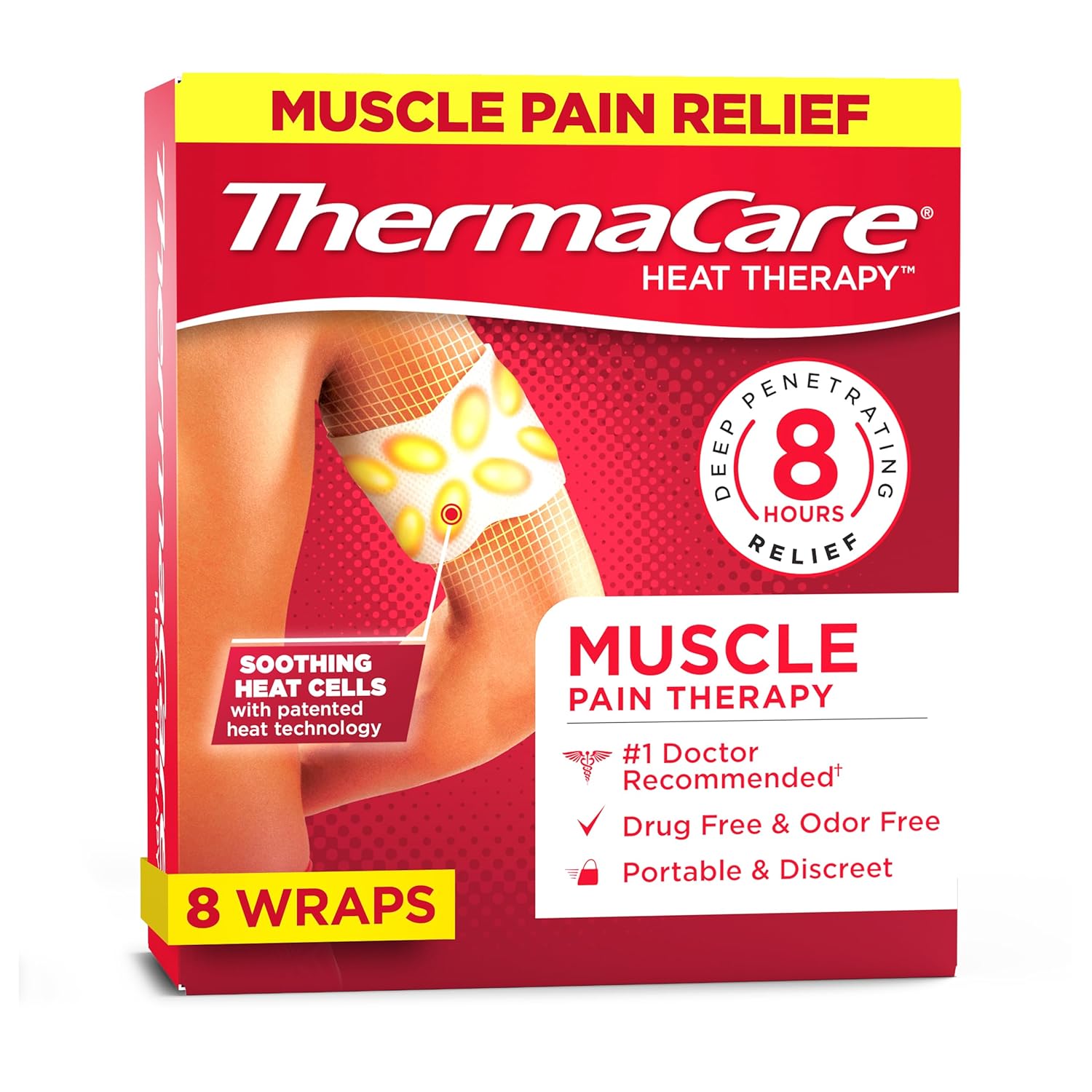 ThermaCare Portable Muscle Therapy Heating Pads – Multi-Purpose Adhesive HeatWraps for Back, Neck, Joint, & Menstrual Pain Relief – Drug-Free, Discreet, Long-Lasting Heat Therapy – 8-Count ThermaCare Portable Muscle Therapy Heating Pads – Multi-Purpose Adhesive HeatWraps for Back, Neck, Joint, & Menstrual Pain Relief – Drug-Free, Discreet, Long-Lasting Heat Therapy – 8-Count