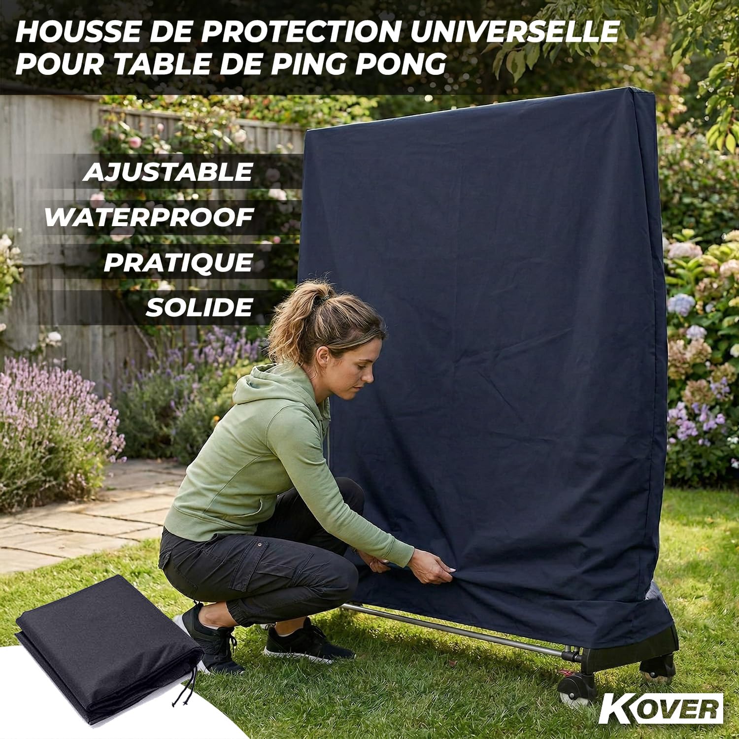 Housse Universelle pour Table de Ping Pong Pliable | Protection Imperméable Extérieur | Taille Parfaite 185 x 70 x 165 cm | Matériau Résistant et Durable | Facile à Fixer | OriginalCorner