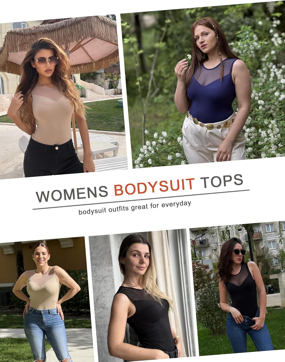 Avidlove Bodysuits for Women Summer Tops Mesh Crew Neck Leotards Shirts Sleeveless Going Out Bodysuit Tops - Image 6