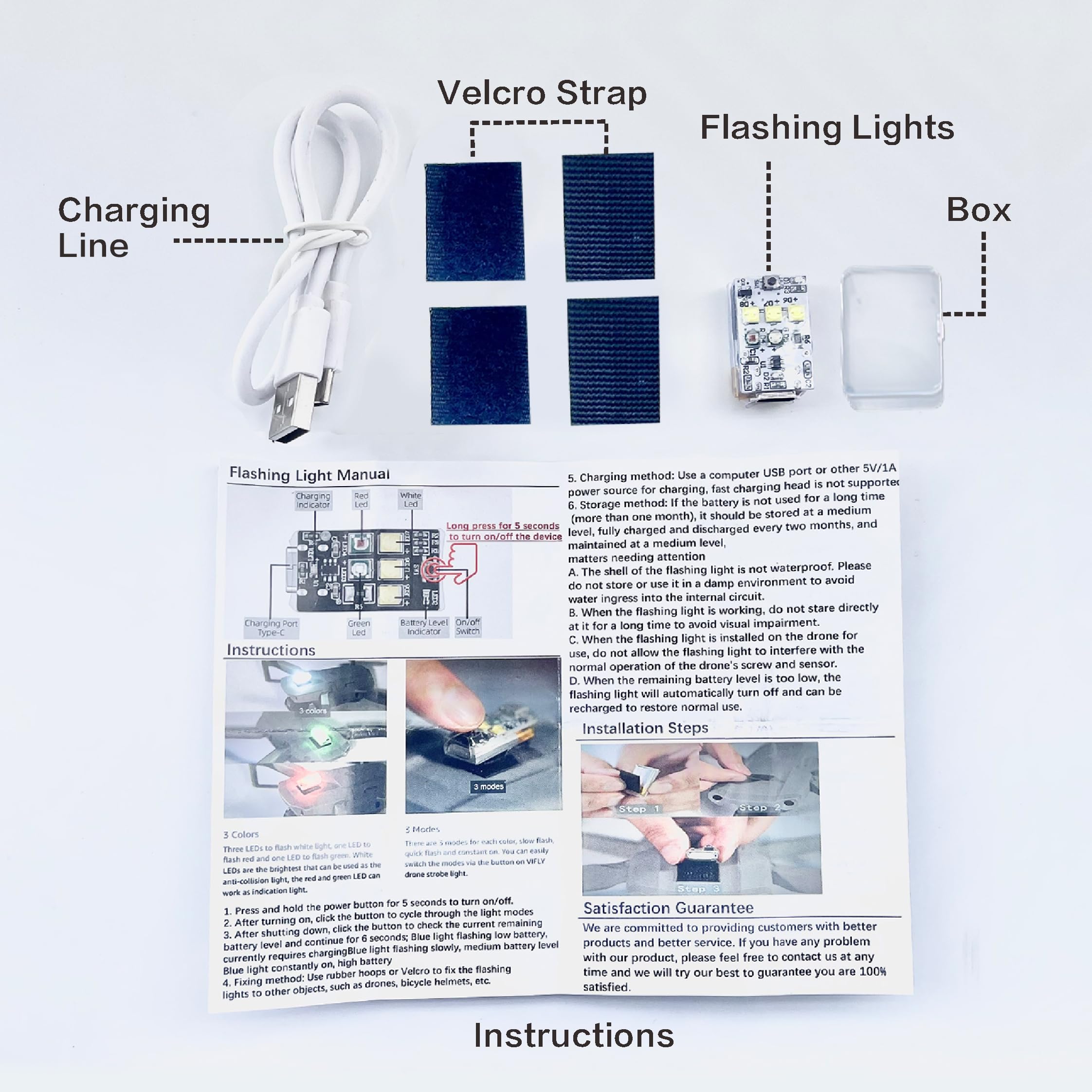 Luz estroboscópica ultra brillante para drones, varios colores (blanco, rojo, verde), apto para DJI Mini, Mavic, Air, Avata, Neo, Flip, Inspire, todos los drones, luz anticolisión compatible