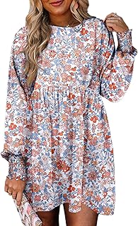 Womens Fall Dress 2025 Long Sleeve Babydoll Mini Dress Floral Flowy Boho Dresses
