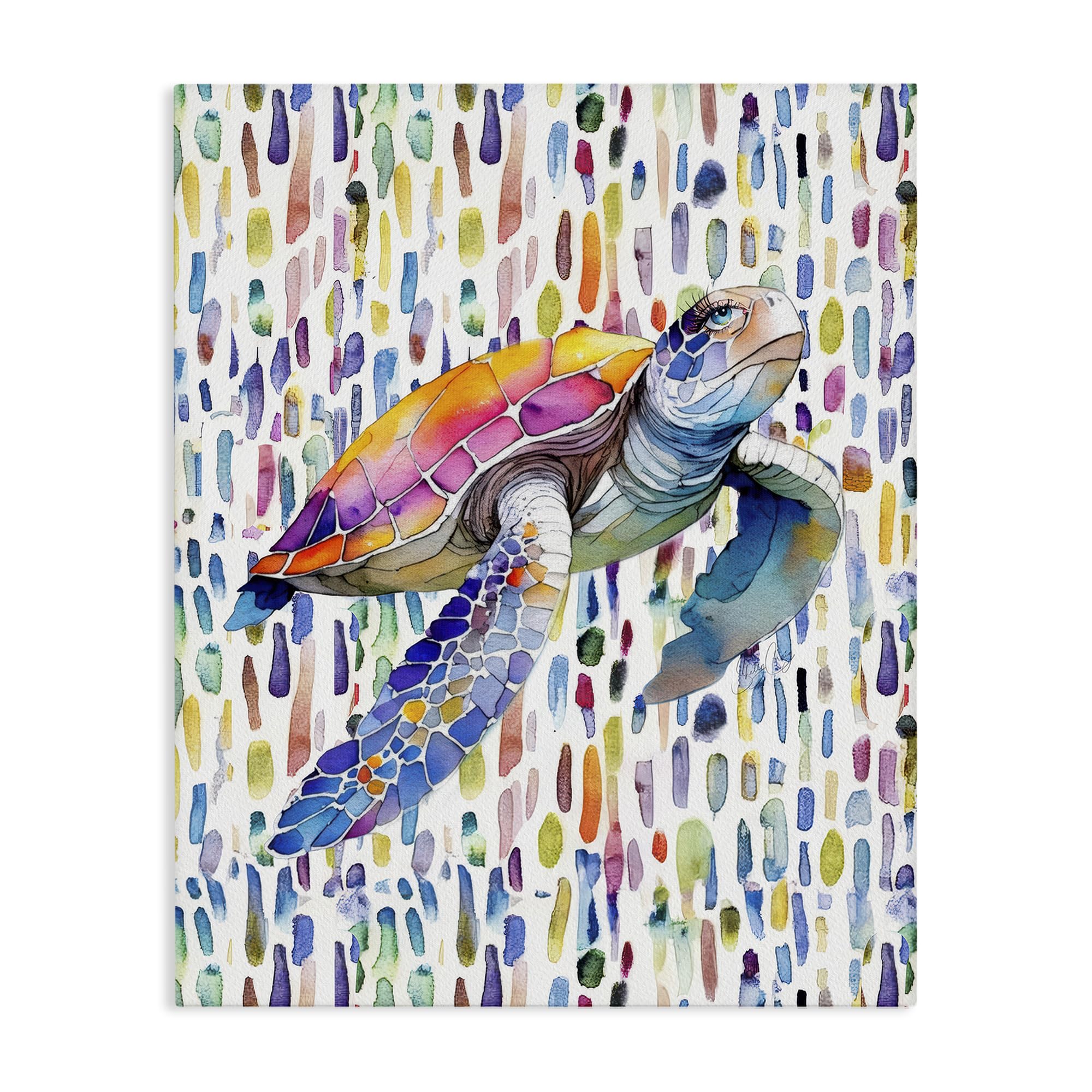 Stupell Industries Unframed 'Turtle On Colorful Dots'| Canvas Art
