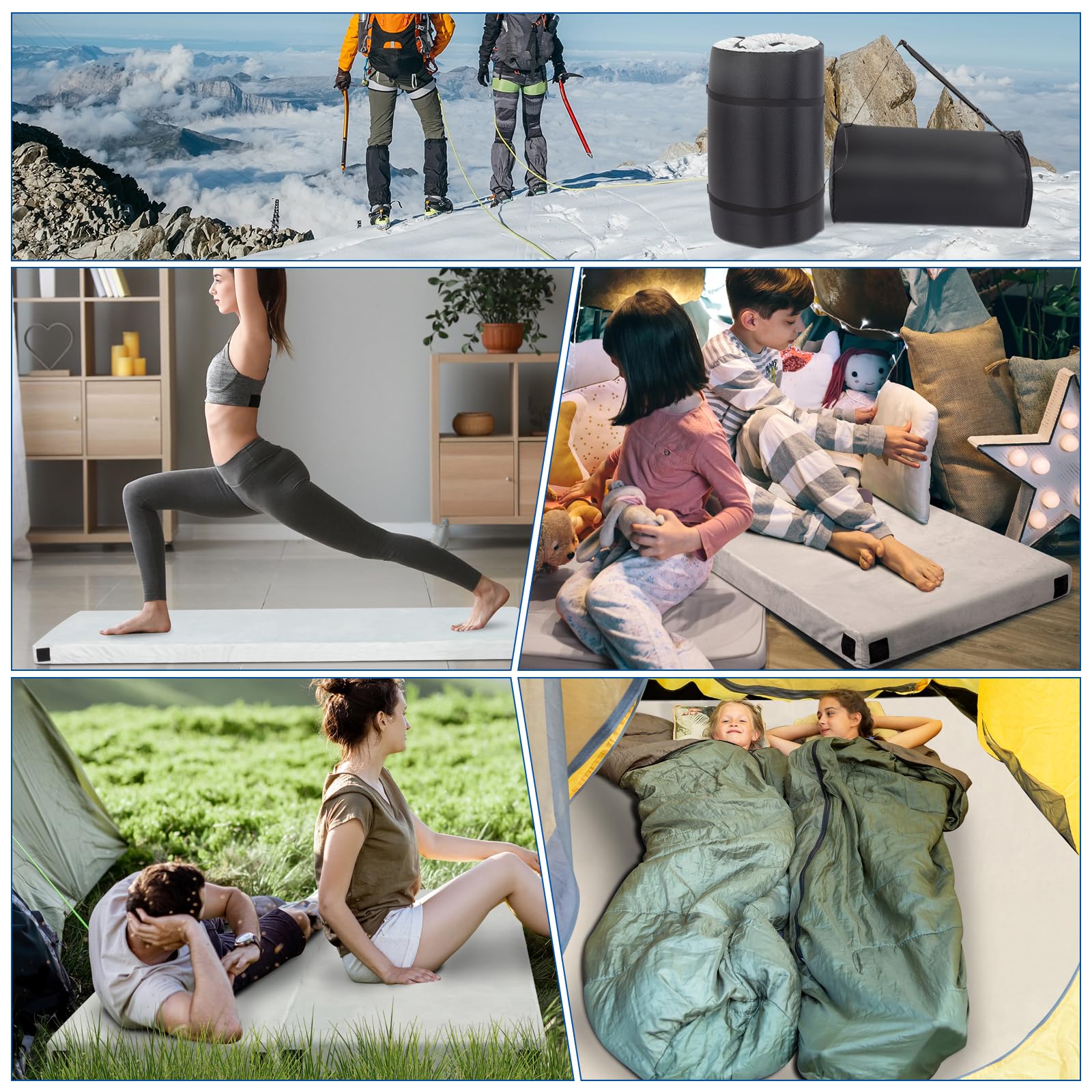 Colchón de camping portátil para adultos, lavable a máquina, almohadillas para dormir de 75 pulgadas de profundidad x 25 pulgadas de ancho x 2.5 pulgadas de alto con bolsa de transporte