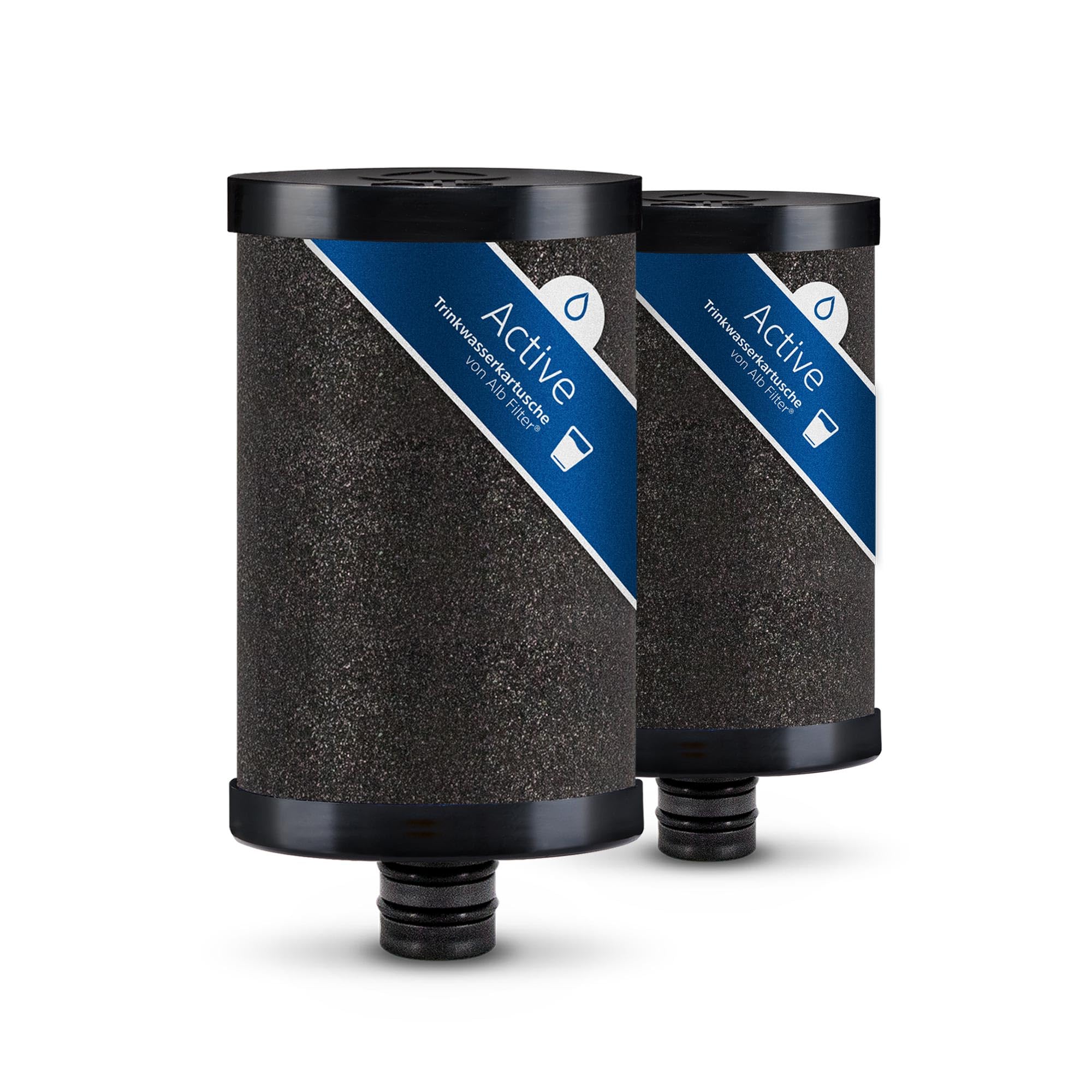 Alb Filter® Active Ersatzkartusche | 2er-Pack | Trinkwasserfilter | Reduziert Schadstoffe, Mikroplastik, Chlor, Blei, Pestizide | Made in Germany