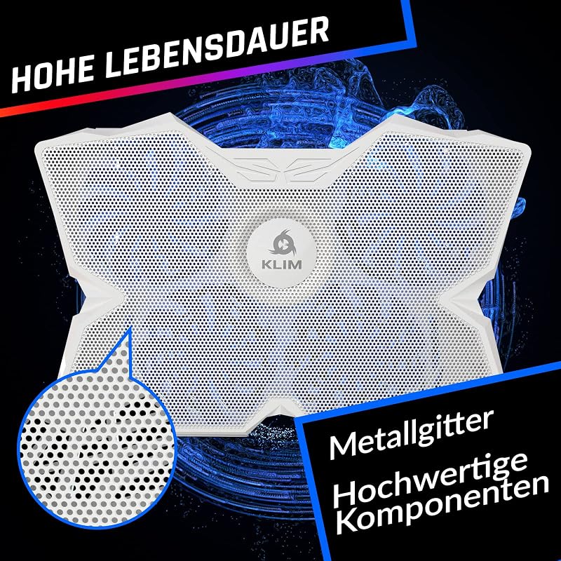 KLIM Wind Laptop Hűtő - 4 Ventilátoros Hűtőpad PC, Mac, Xbox, PS4 Eszközökhöz - USB Tápellátású, Stabil, Csendes - 11-17" Méretű Laptopokhoz