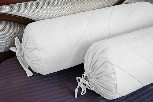 Miniatura 2 de Saffron Funda de almohada acolchada (blanco, 8 pulgadas de diámetro x 24 pulgadas de largo (7.9 in x 23.6 in)