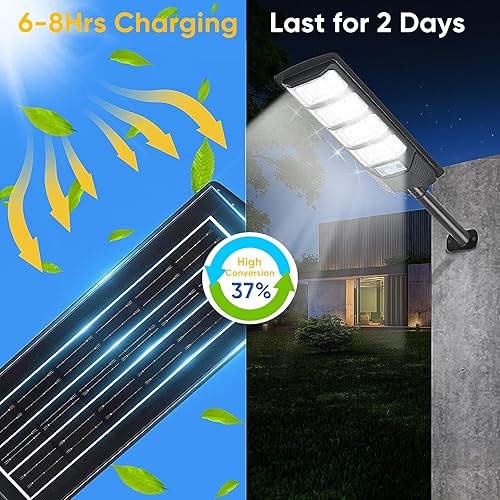 Miniatura 4 de Paquete de 2 luces solares para exteriores, impermeables, 6500 K, 12000 lúmenes, 5730SMD, luces de inundación solares del atardecer al amanecer, luz